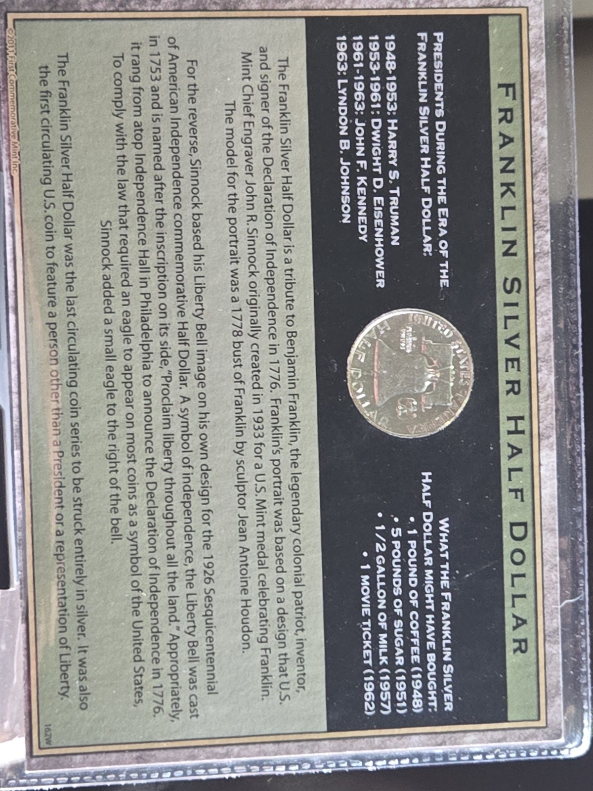 First Commemorative Mint Lot: 1962 Franklin Silver Half Dollar