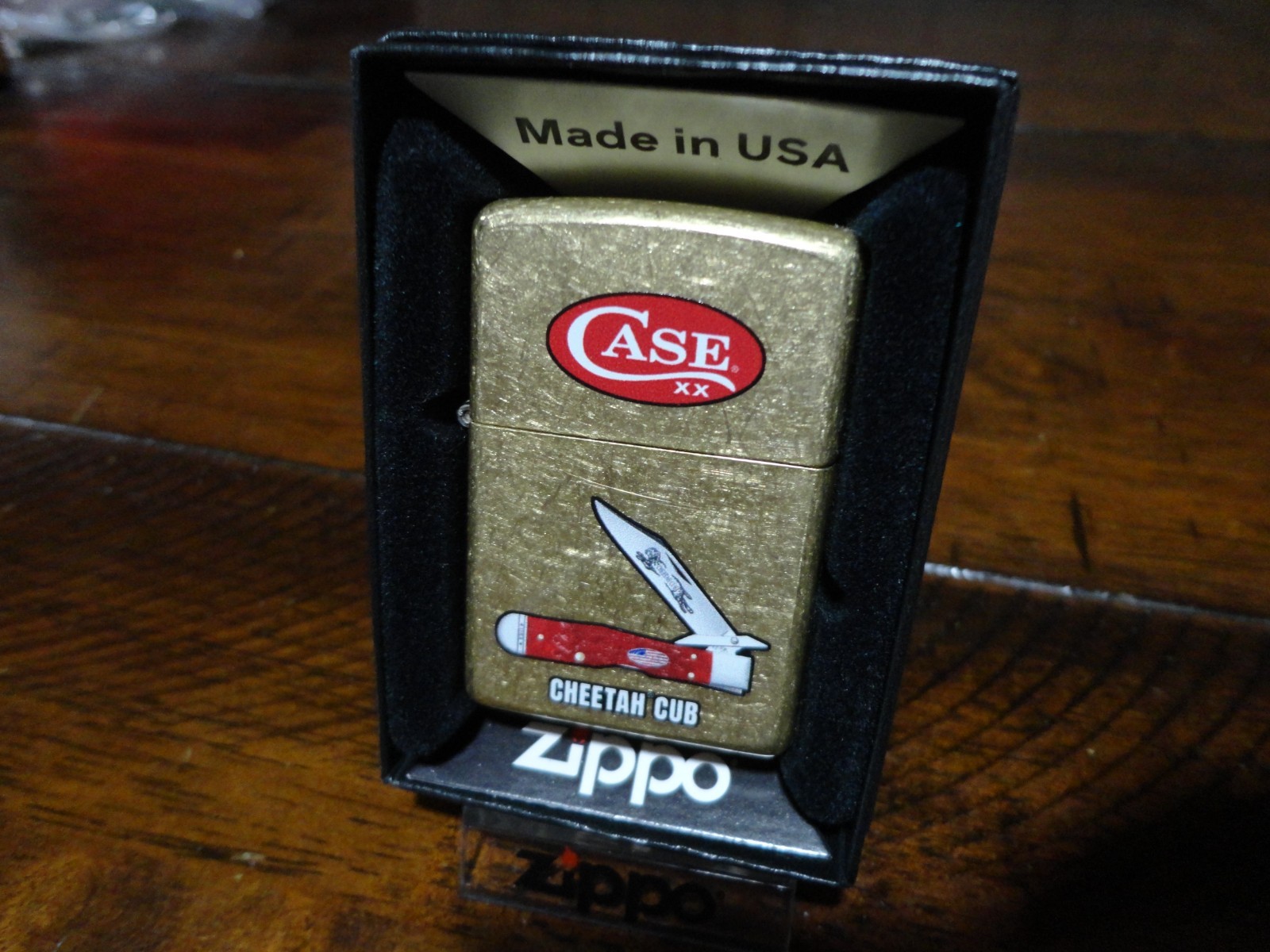 CASE XX CHEETAH CUB KNIFE ZIPPO LIGHTER MINT IN BOX