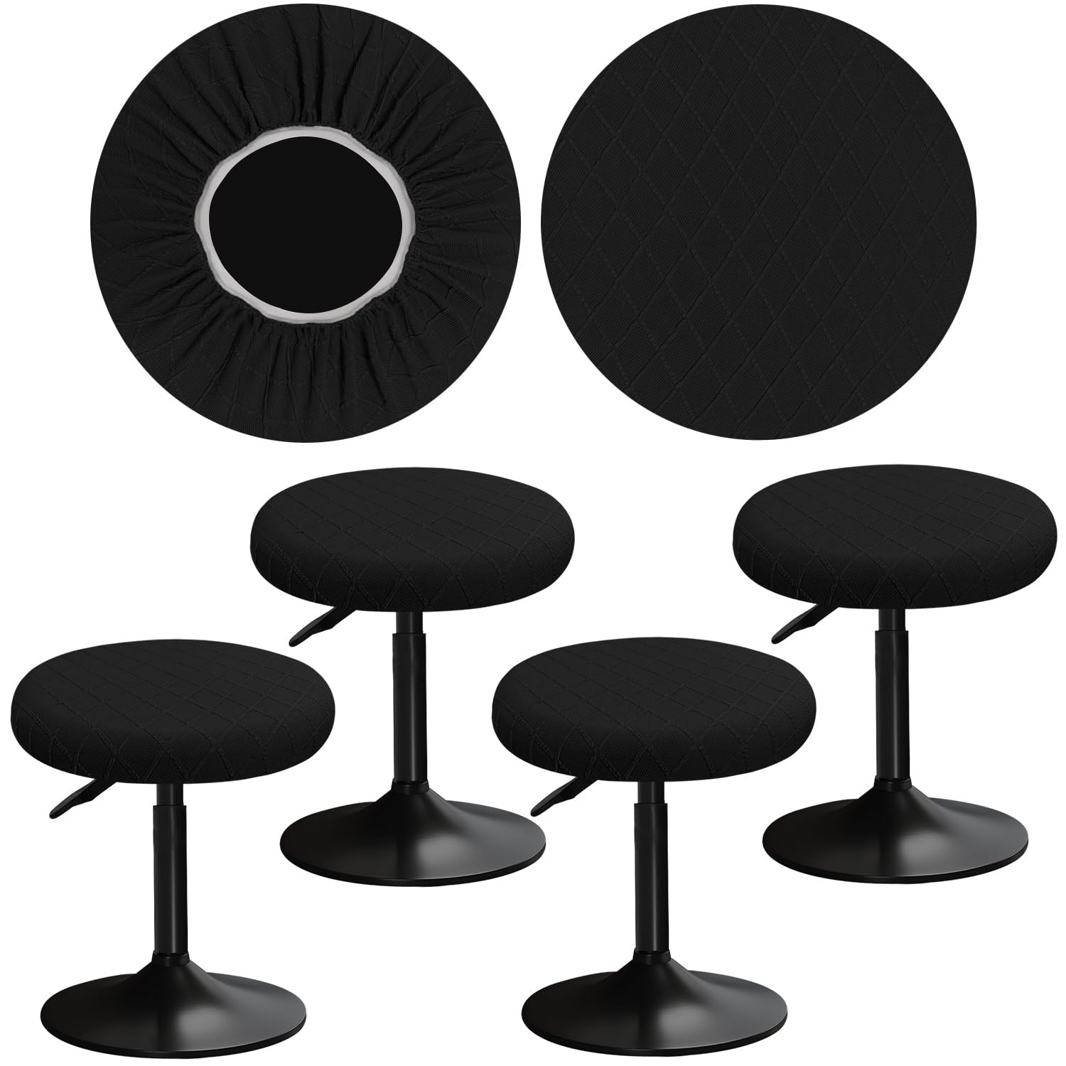 Stretch Stool Covers Round 12-16"/30-40cm Plaid Pattern Bar Stool Covers Roun...
