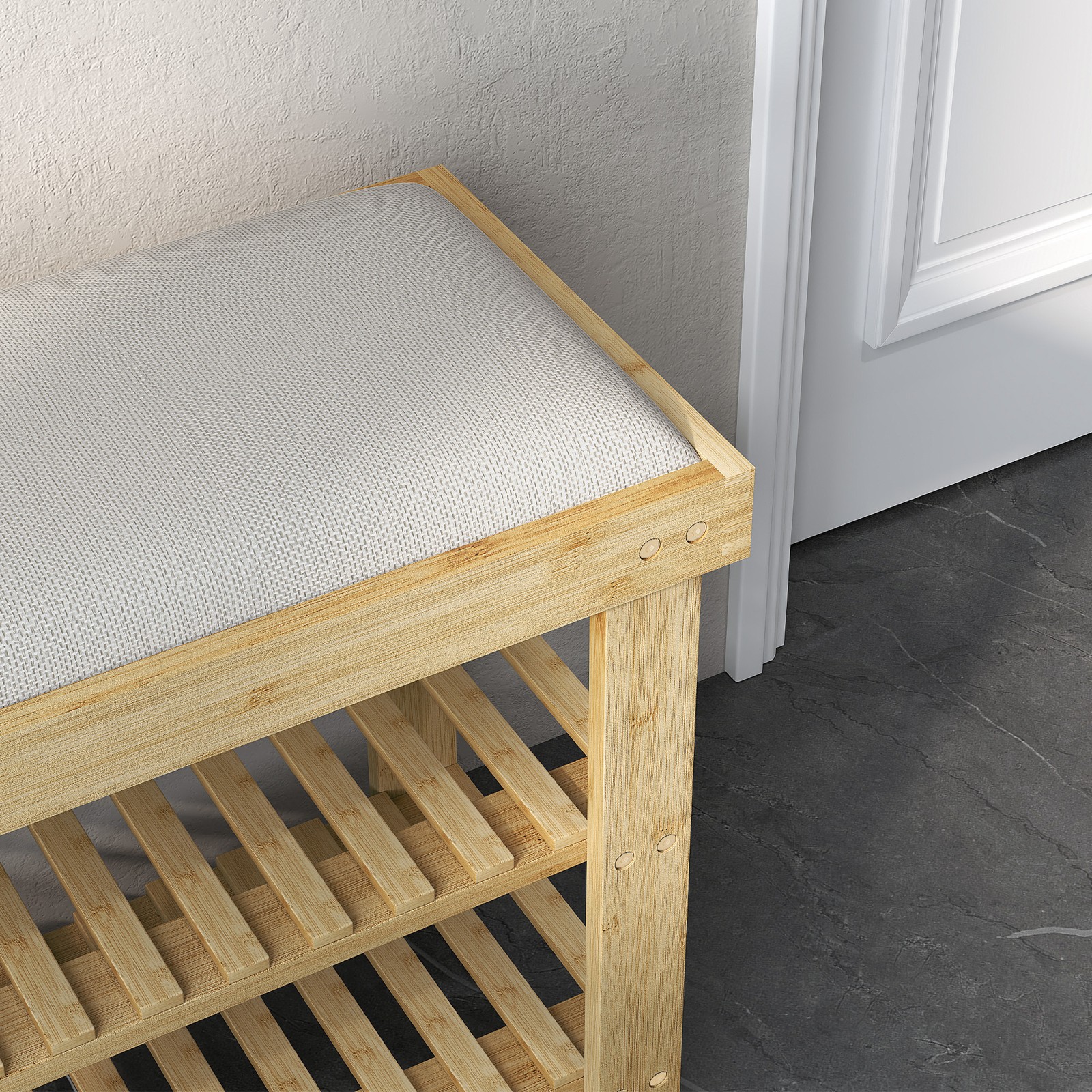 Entryway Bamboo Shoe Organizer Bench for Home Organization