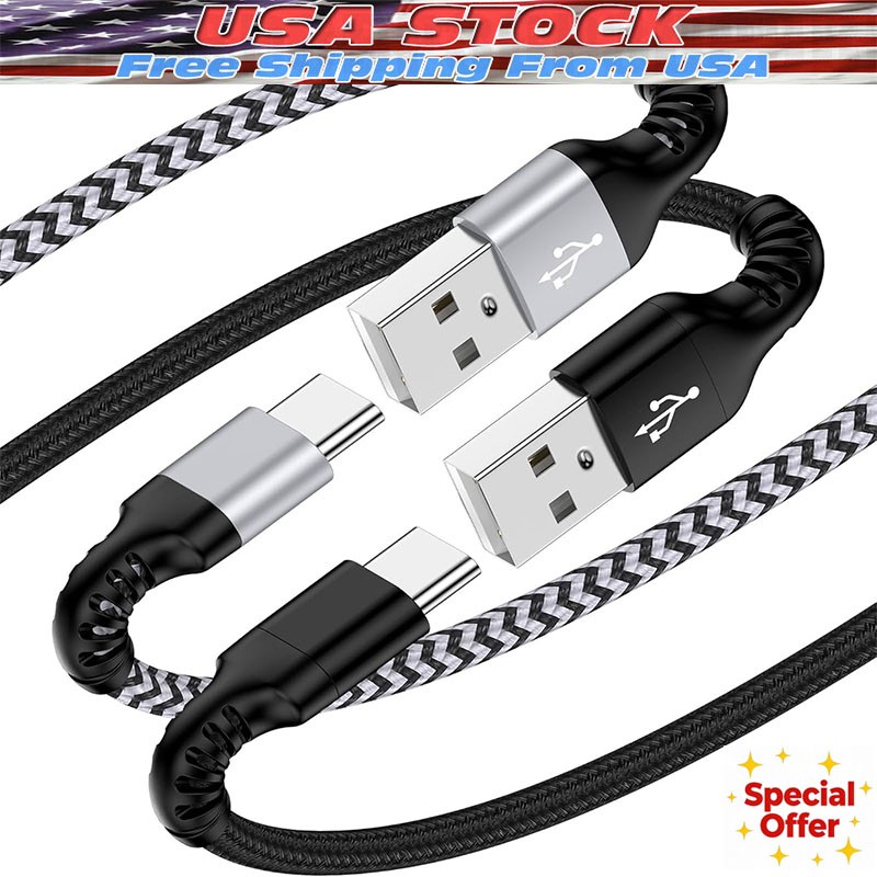 3Pack 3/6/10Ft USB to Type-C Cable Fast Charger Charging Data Sync Cord