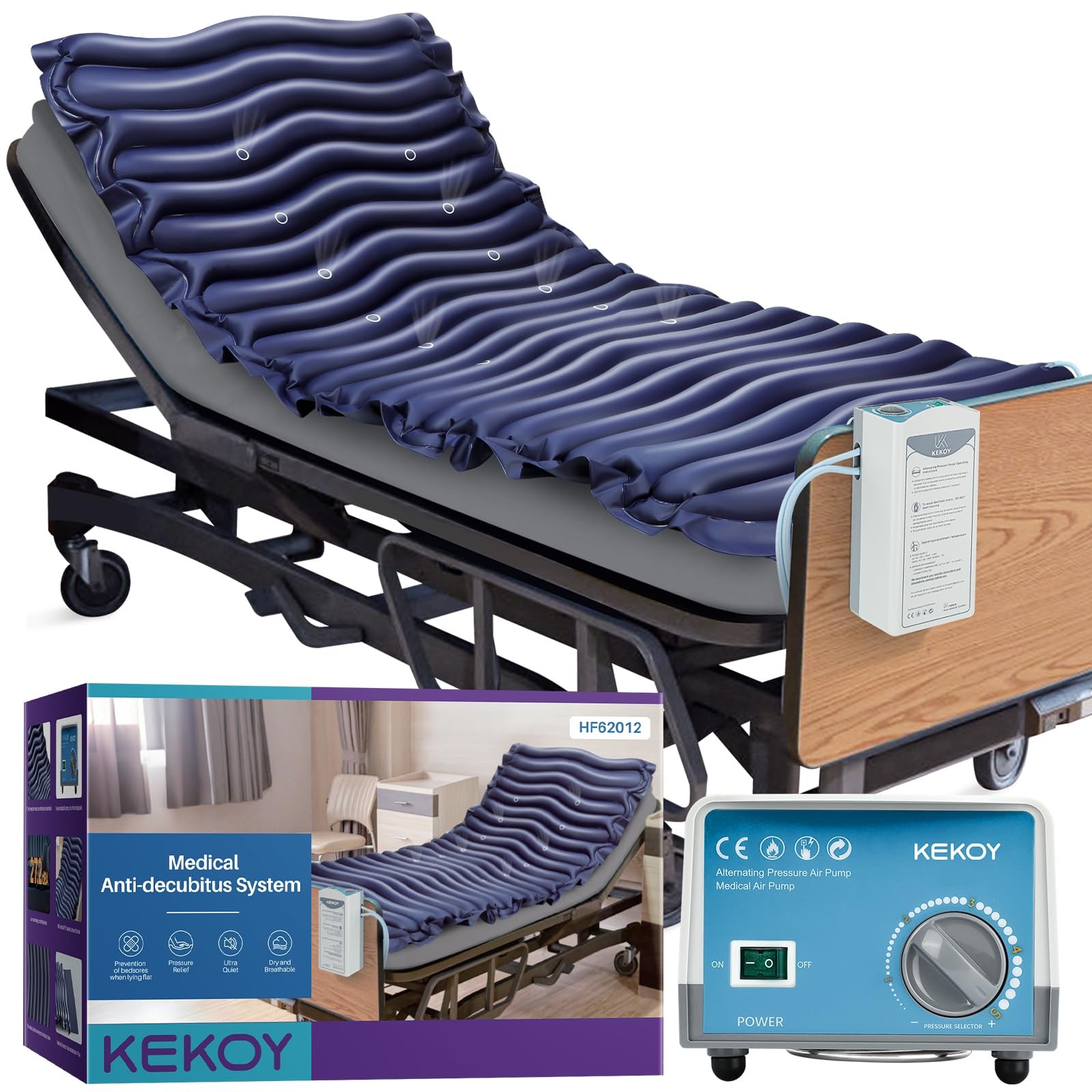 Alternating Air Pressure Mattress Pad for Bed Sore Prevention, 75"x36