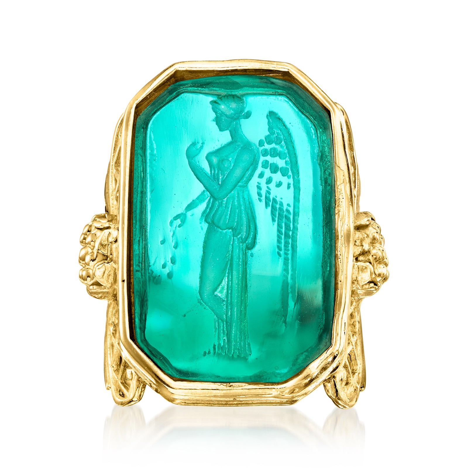 Italian Tagliamonte Blue Venetian Glass Angel Ring in 18kt Gold Over Sterling