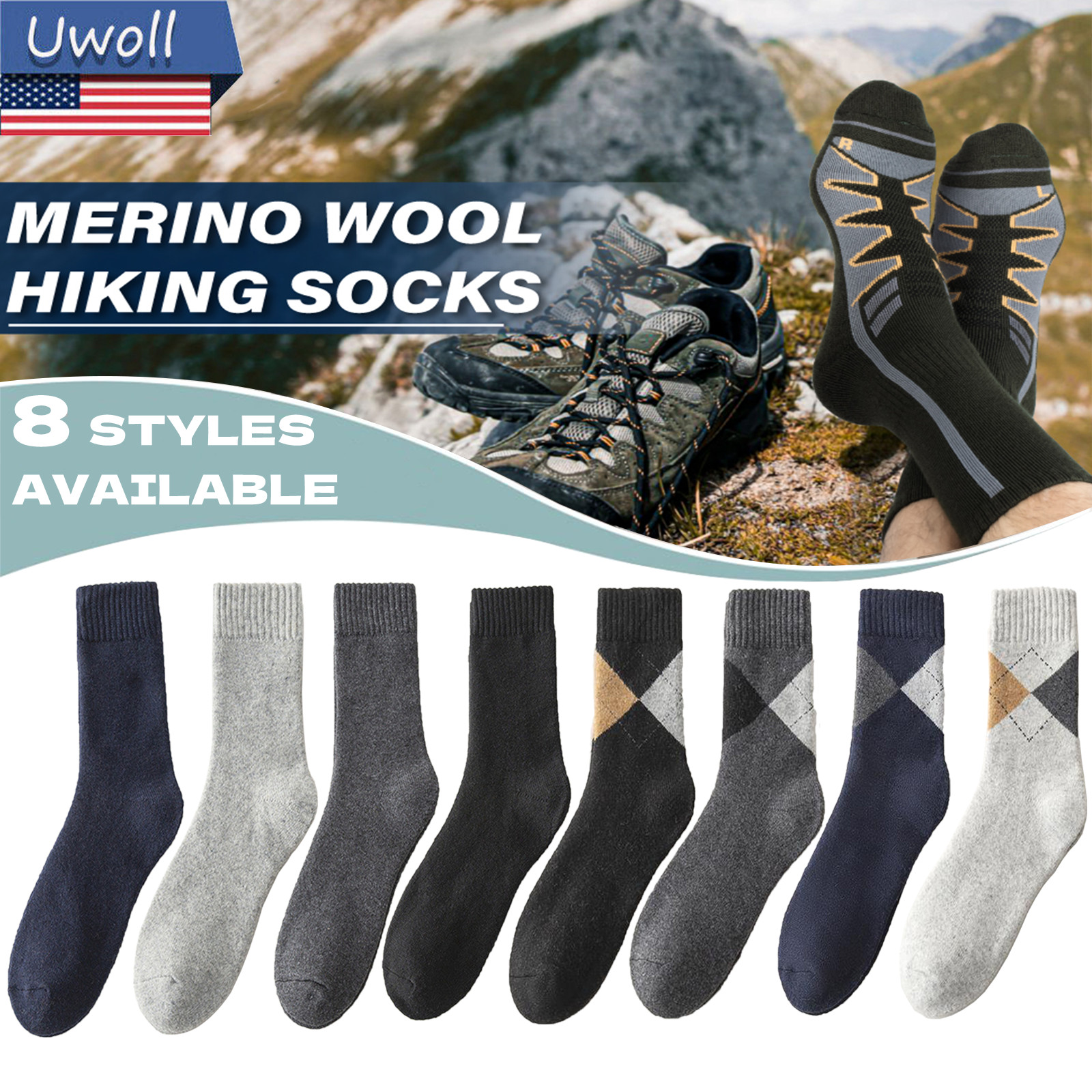 Mens Heavy Duty Winter Warm Thermal Wool Heated Work Crew Boots Socks US Seller