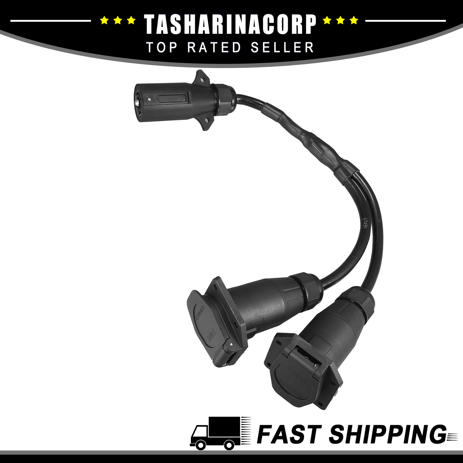 Piece of 1 7 Way Y Splitter Trailer Adapter Camper RV Y Female Dual Male Plug