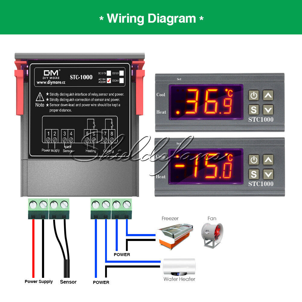 110-220V Digital Temperature Controller Temp Sensor Thermostat Control STC-1000