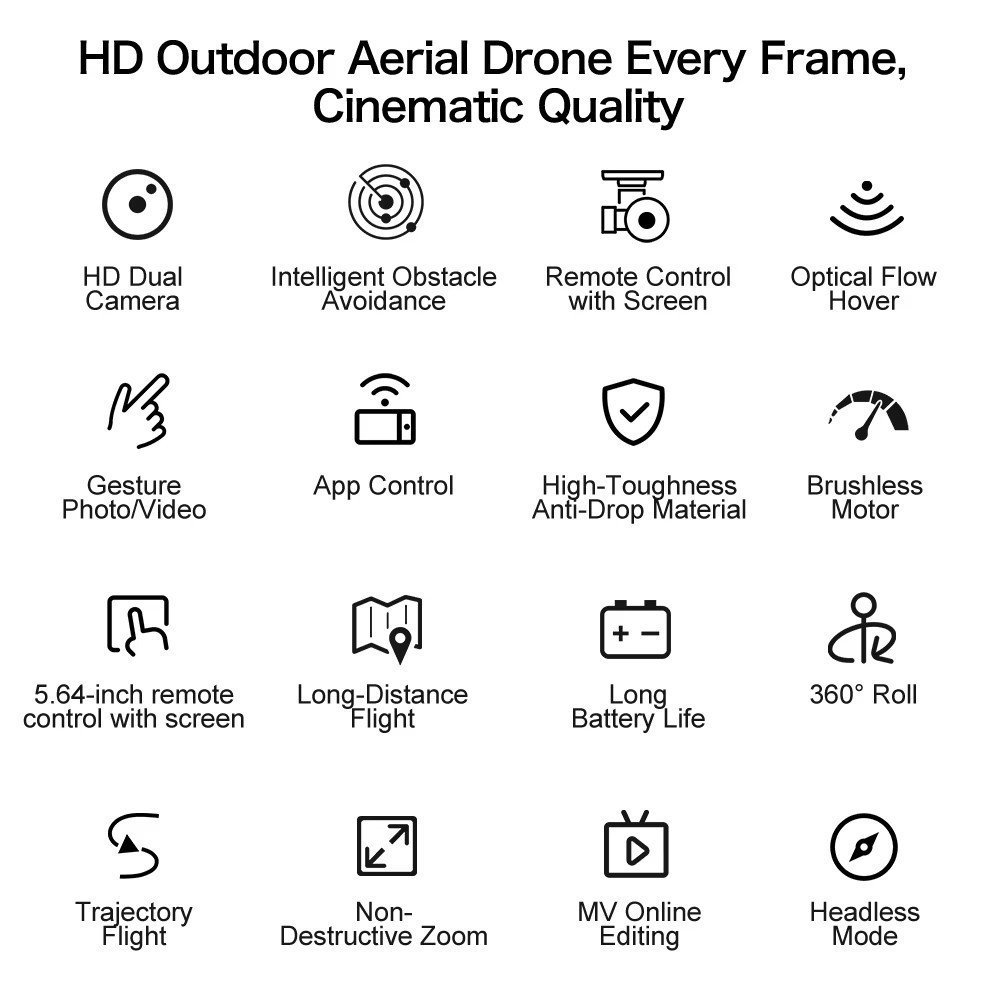 GT50 Brushless Drone 8K Dual Camera 4.3" Screen Obstacle Avoidance RC Quadcopter