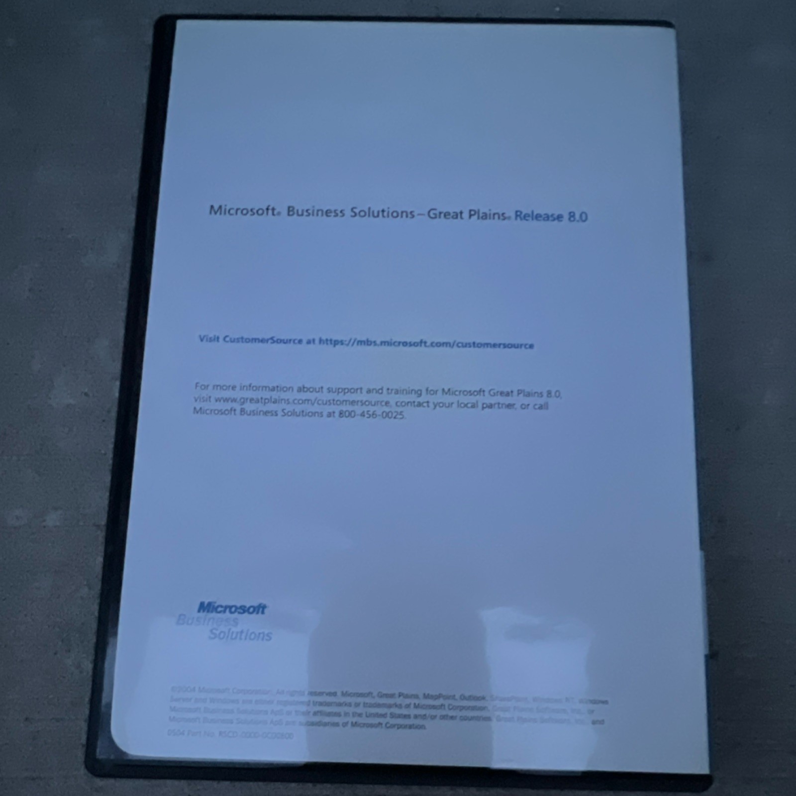 Microsoft Business Solutions Great Plains 8.0 CD for Windows Accounting Software