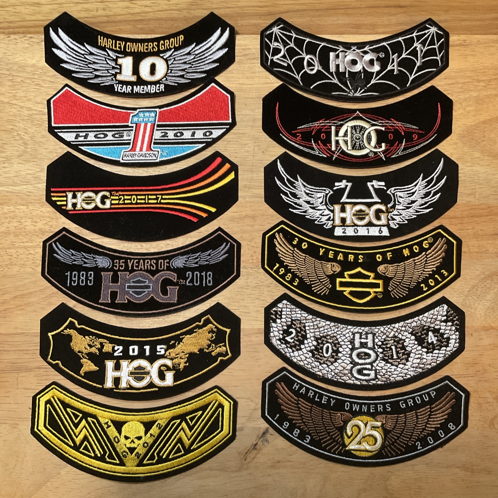 Lot of 12 Harley Davidson HOG Motorcycle Patches