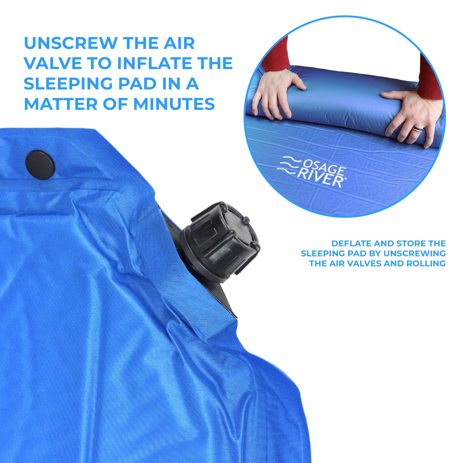 Osage River Self Inflating Sleeping Pad, Memory Foam with Integrated