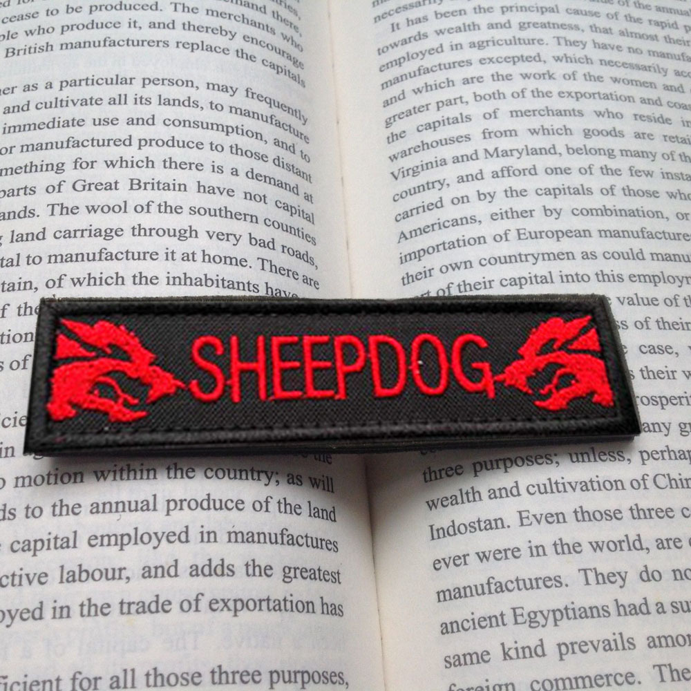 2PCS SHEEPDOG TAB K-9 EMBROIDERY ARMY MILITRAY HOOK LOOP PATCH BADGE RED DARK