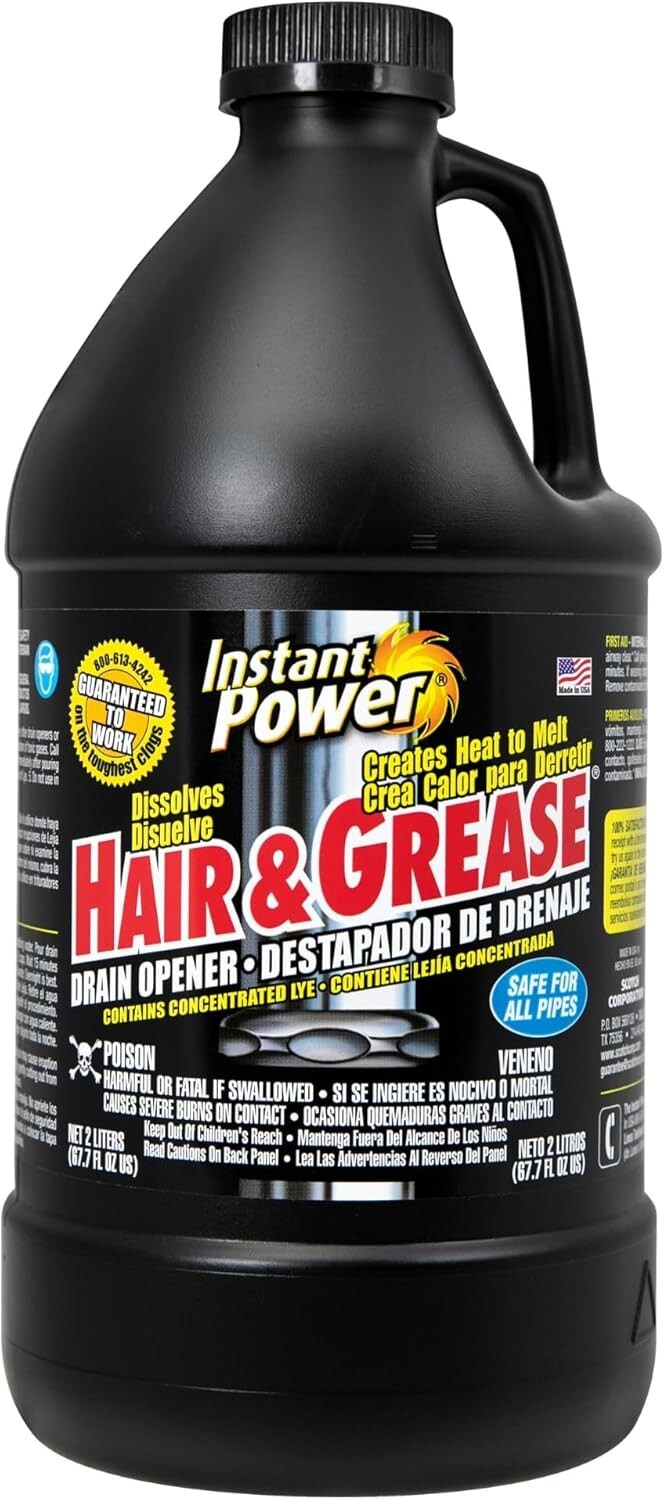 Instant Power Hair and Grease Drain Opener, Liquid Clog Opener - 67.7oz (2L)
