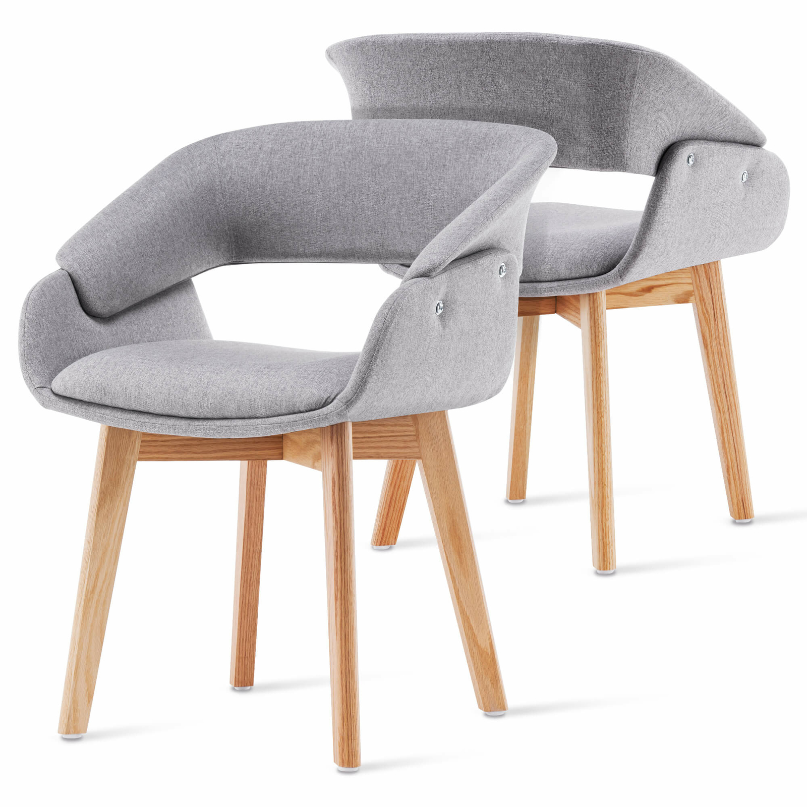 Ivinta Modern Dining Chair Set of 2 Living Room Accent Arm Chairs Linen Fabric