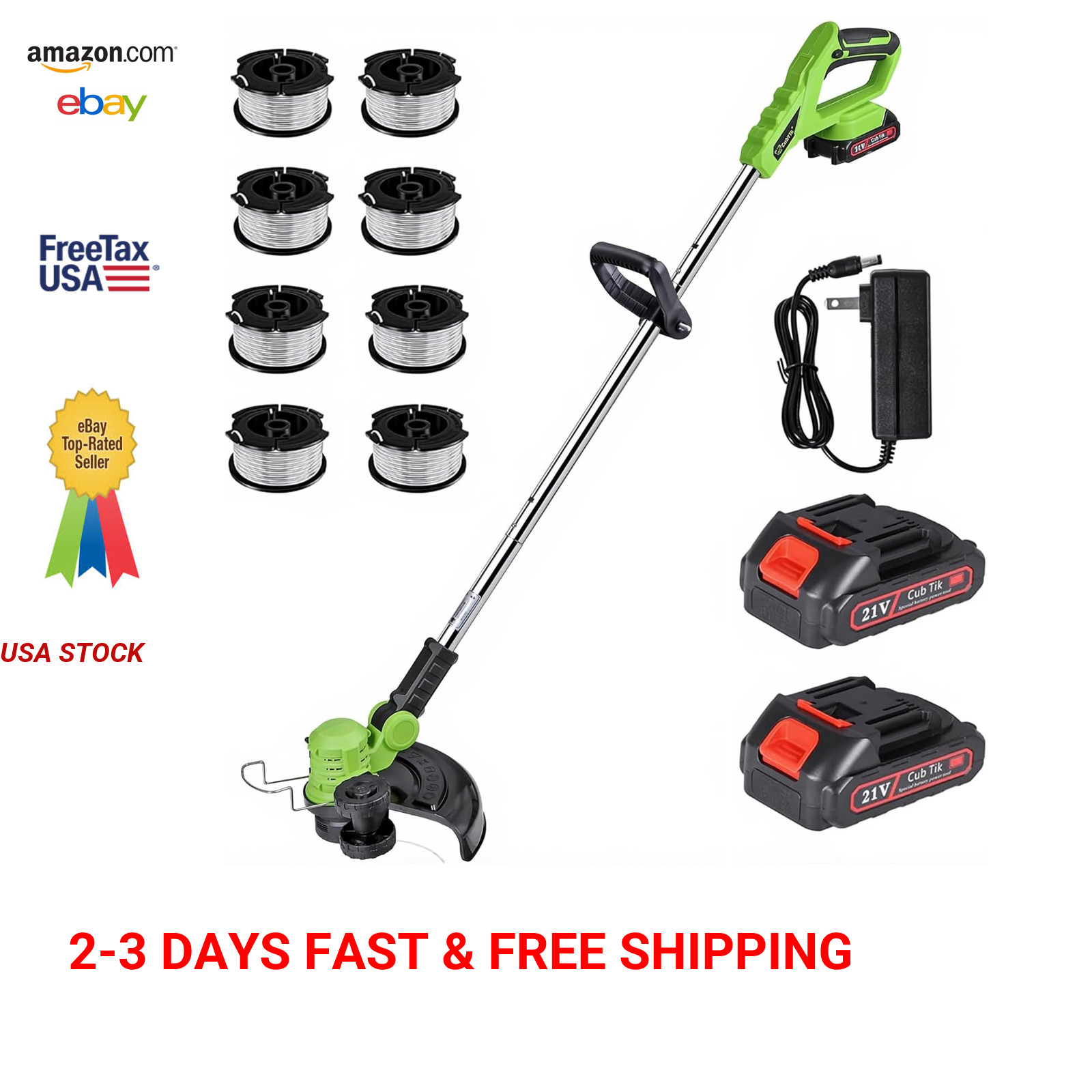 20V Electric String Trimmer Cordless Edger Lawn Tool 12 Inch Lightweight Grass