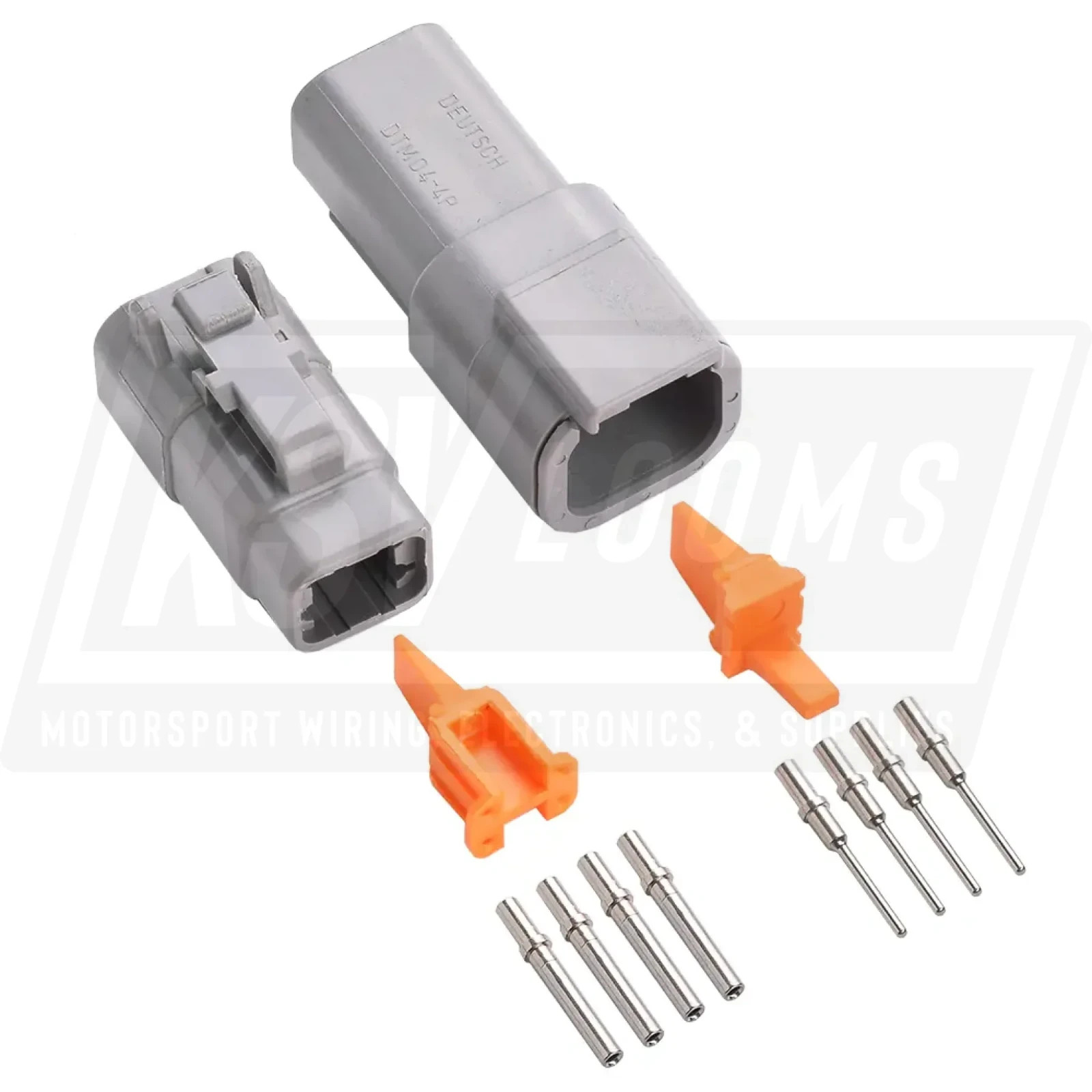 4-Way Mated Deutsch DTM Connector Kit, DTM04-4P and DTM06-4S (Nickel, 24-20 AWG)