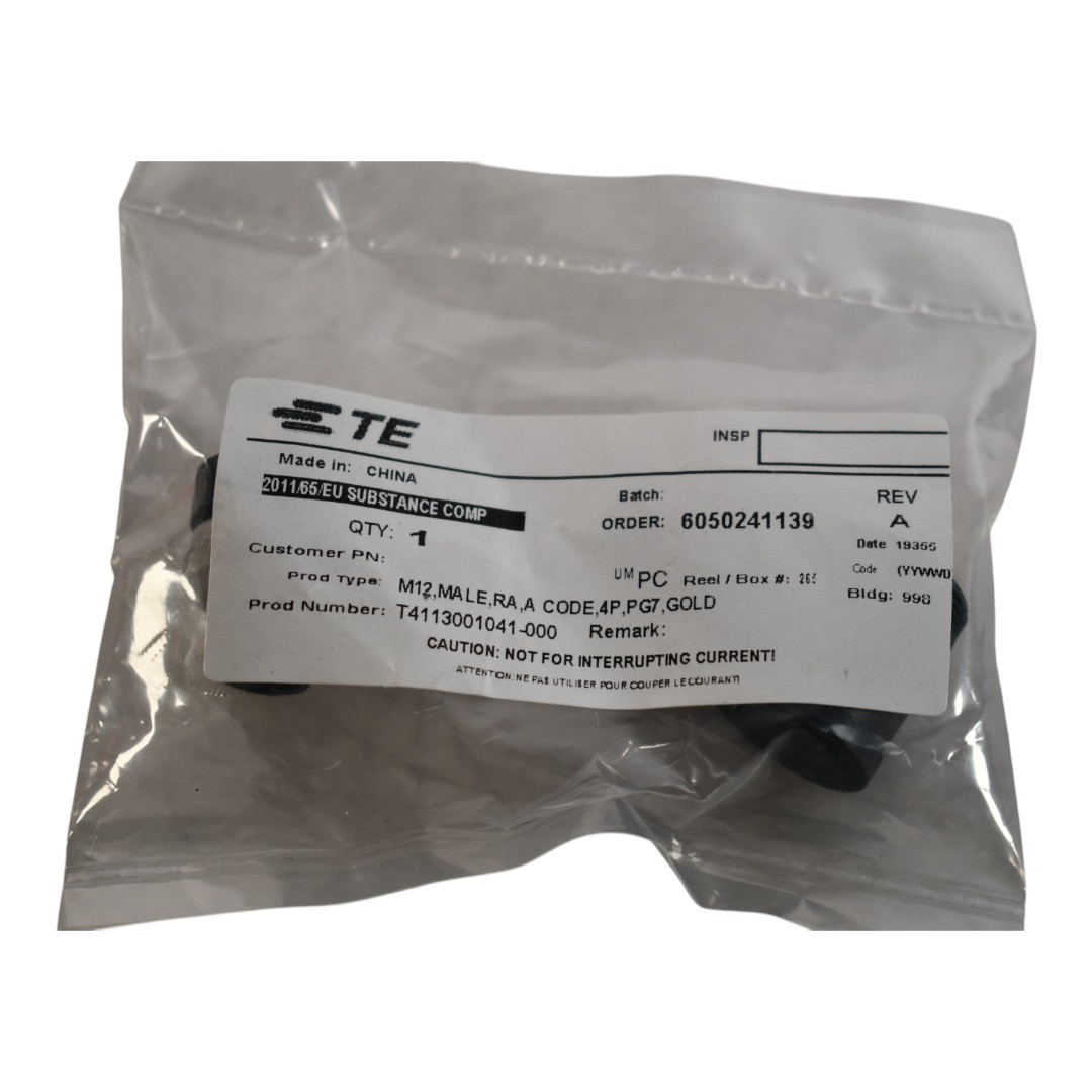 NEW TE Connectivity T4113001041-000 Circular Metric Connectors M12,MALE,RA,A COD