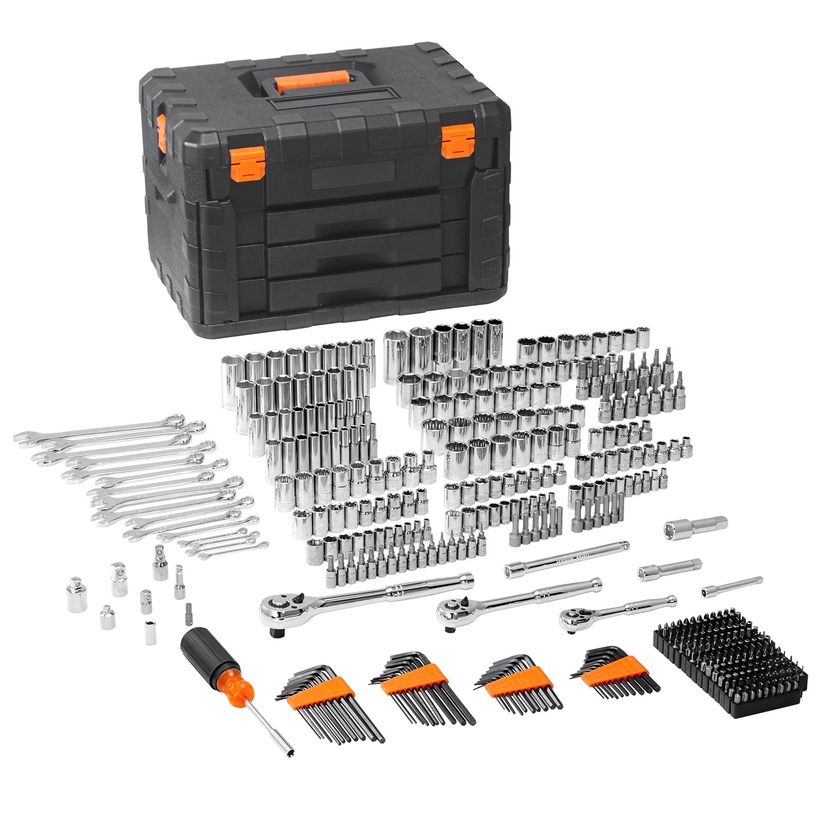 Uimoso Mechanics Tool Set and Socket Set 1/4in 3/8in 1/2 in Drive Sockets 450Pcs
