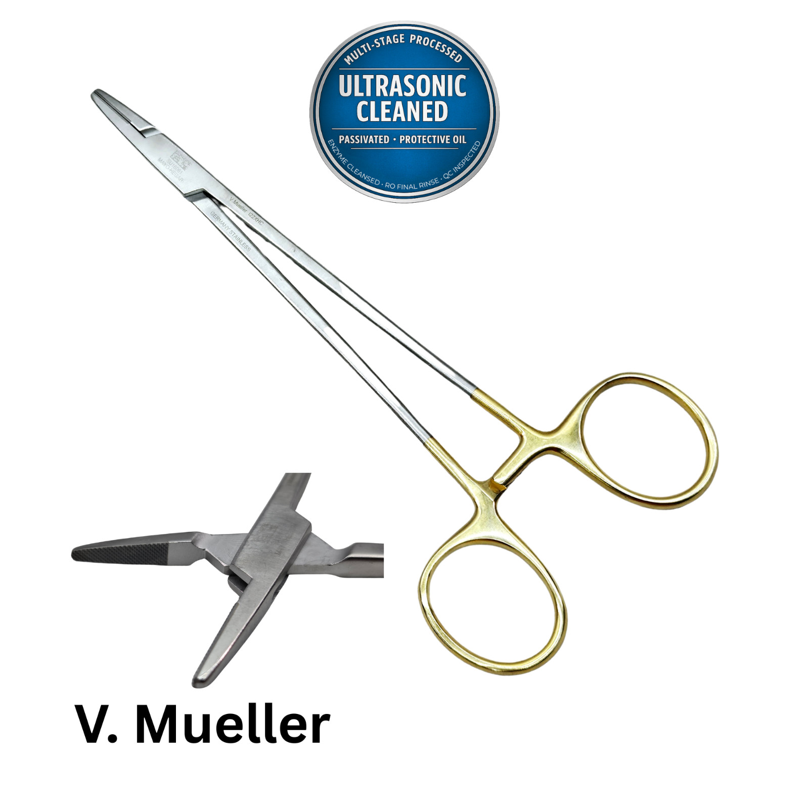 V. Mueller SU16061 Vital Mayo-Hegar Needle Holder, TC, 7"- Ultrasonic Cleaned