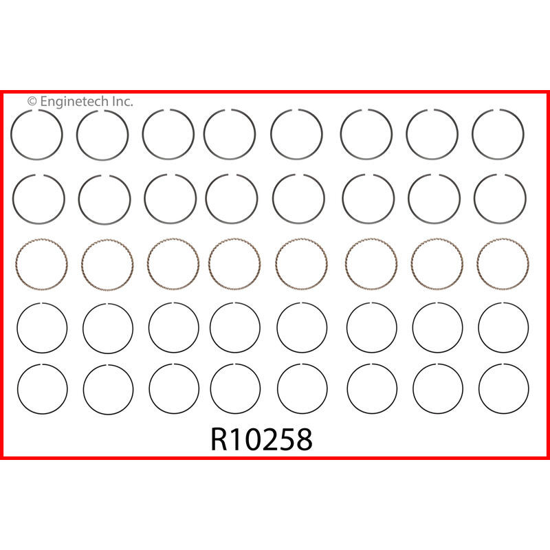 Enginetech Rings R10258-STD; 4 in. Bore, 5/64, 3/16 for SBC, Shallow Oil Ring