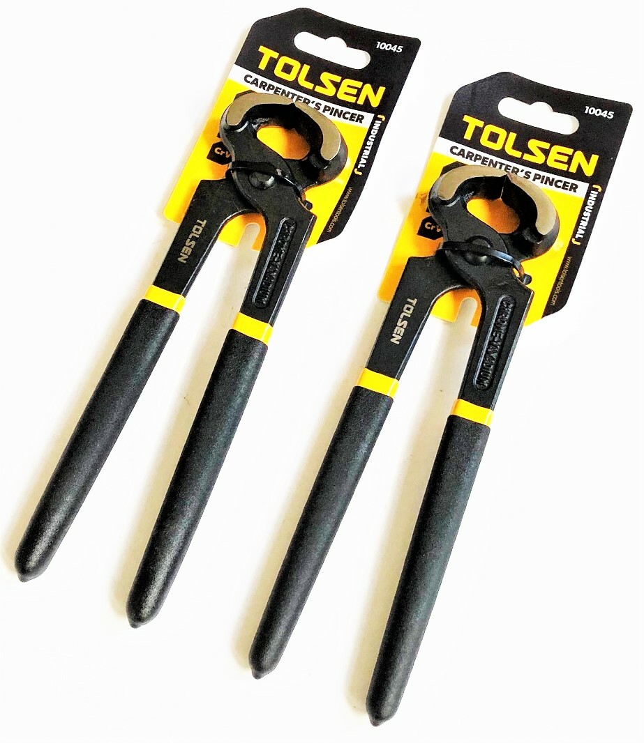 2 TOLSEN 8" INDUSTRIAL CARPENTER'S PINCER END NIPPER WIRE END CUTTER PLIER 10045