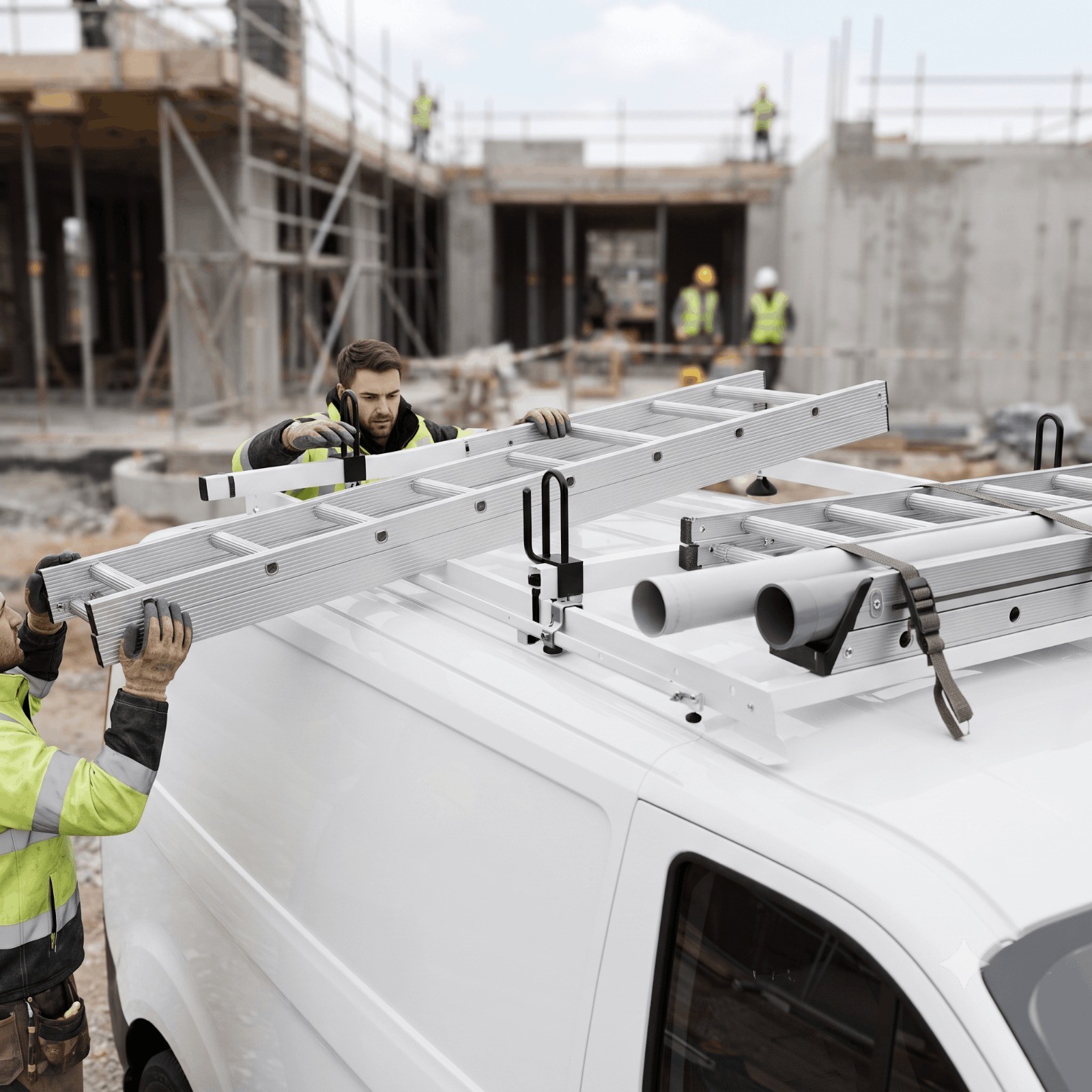 Van Roof Ladder Rack for Ford Transit Custom 2013-2024 Aluminum Heavy Duty