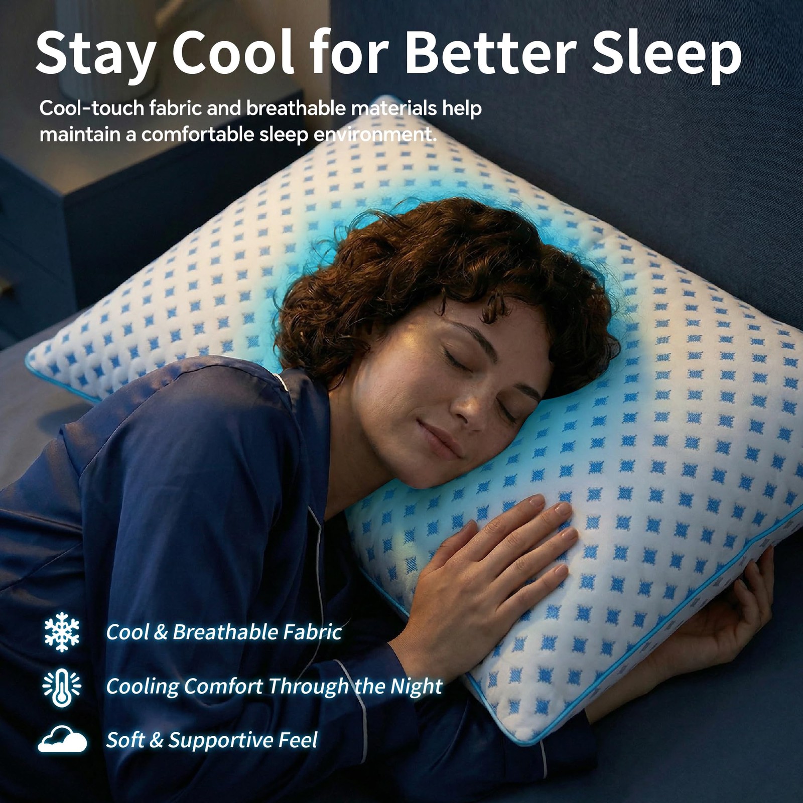ezepilw Pillows Queen Size Set of 2 for Sleeping, Cooling Adjustable Memory F...