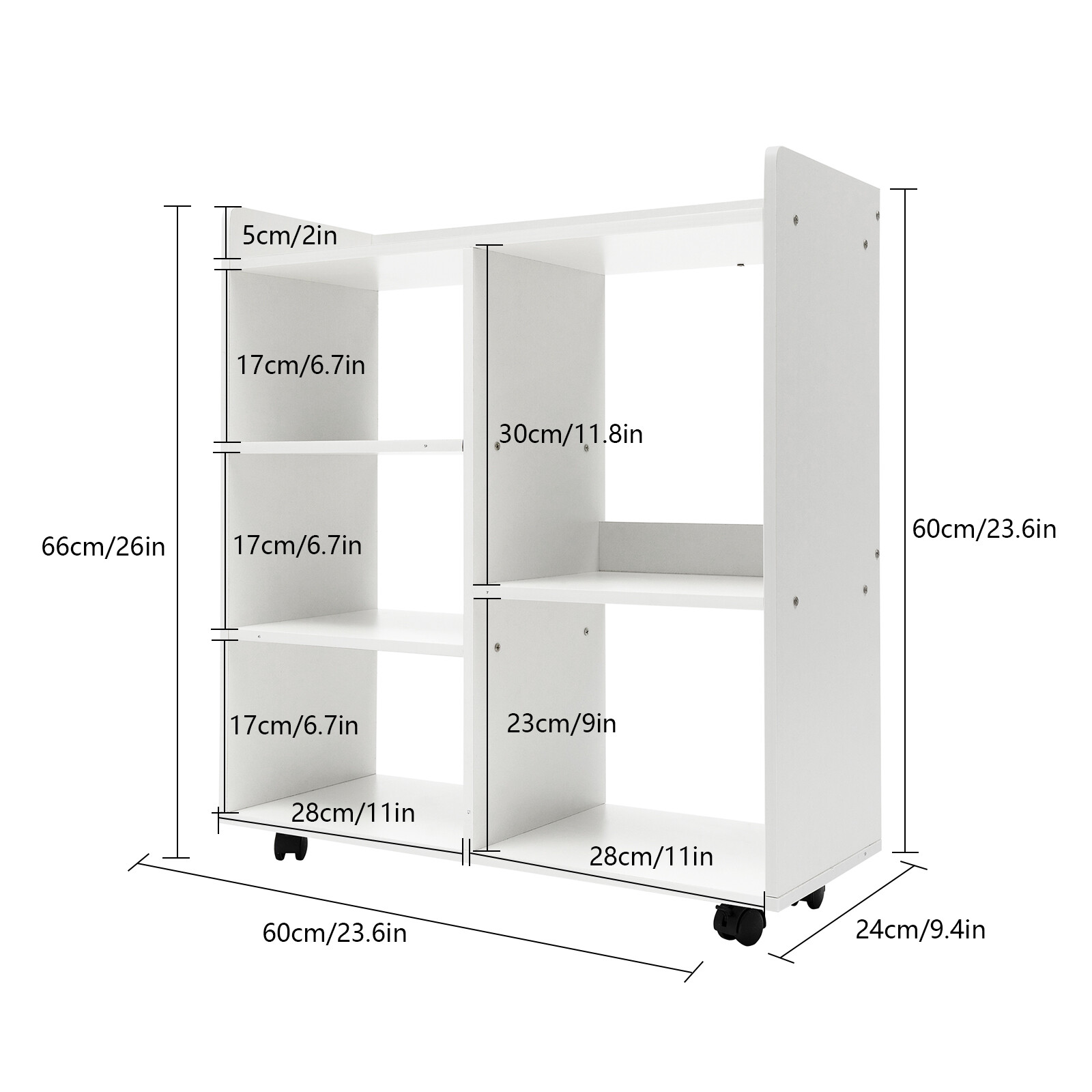 Mobile Printer Stand Rolling Office Scaner Cart Storage Shelf Warm White