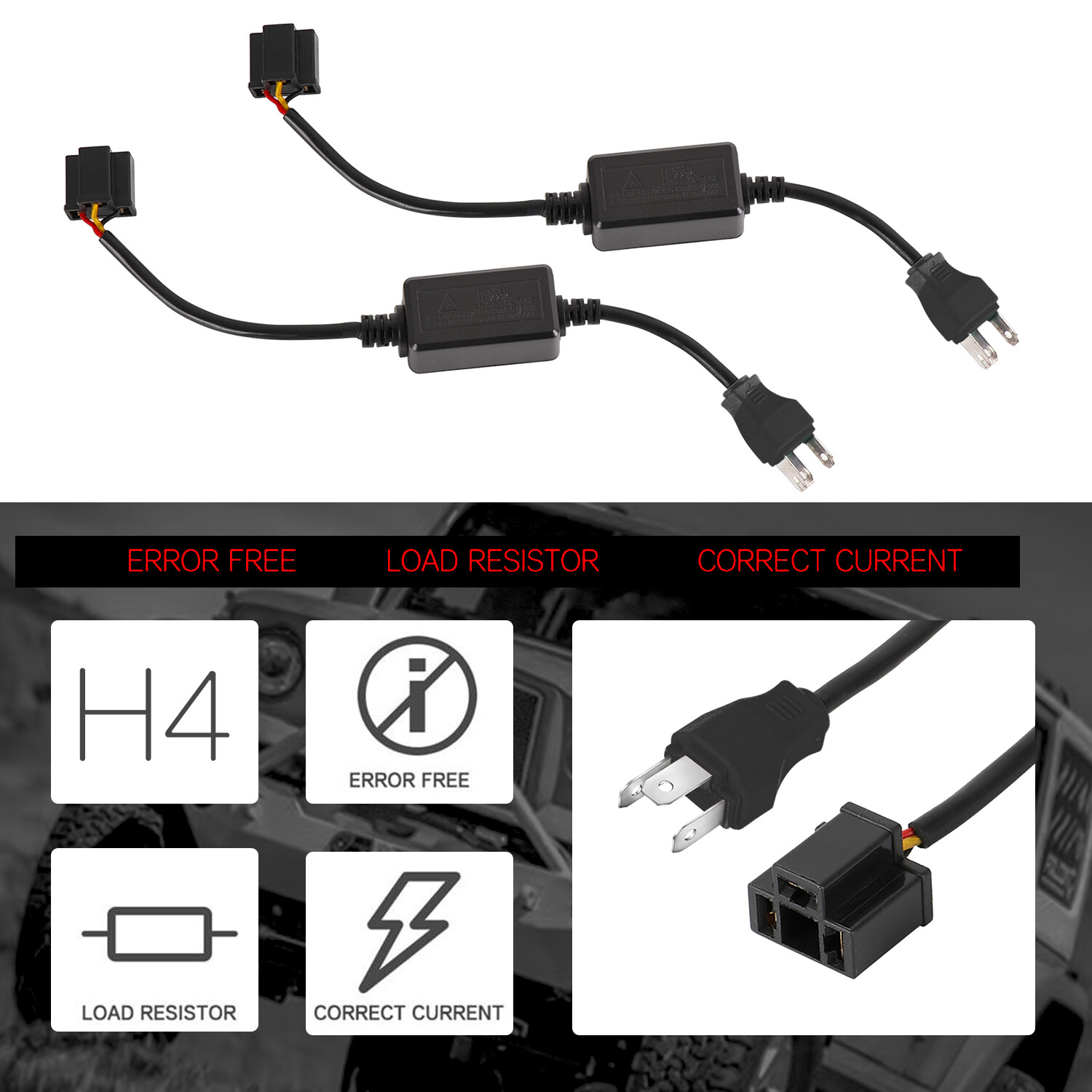 2pcs H4 9003 LED Headlight Canbus Adapter Harness Decoder Anti Flicker