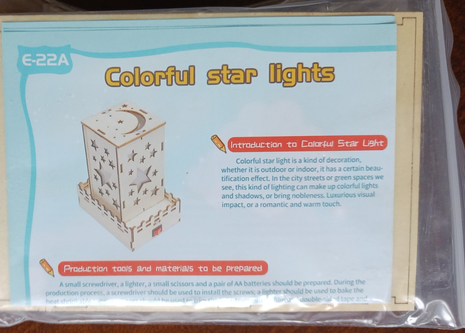 Star Light Model Projector - Working Scientific STEM Wooden DIY Toy Kit Electric