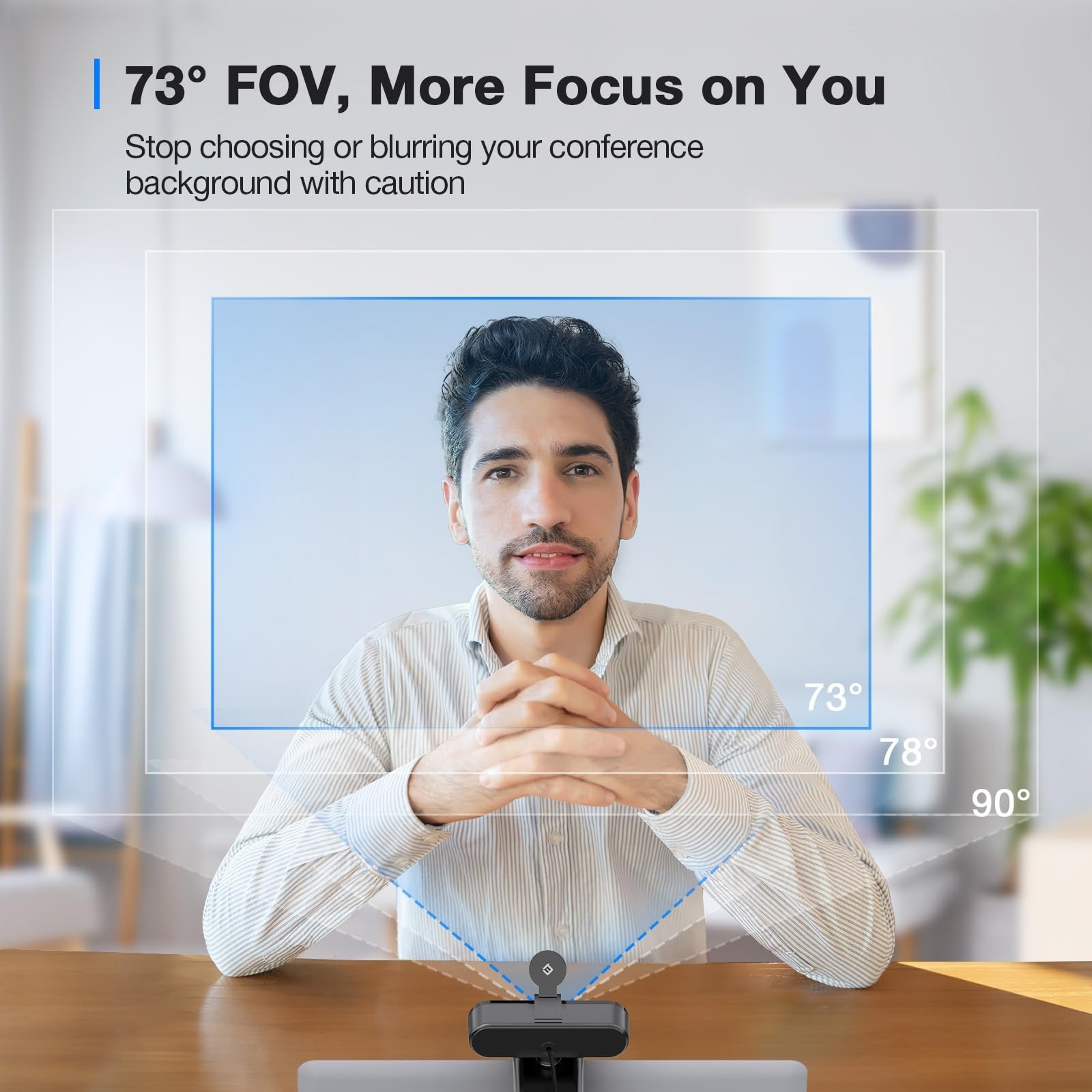 4K Webcam with Auto Focus, Dual Mics, Privacy Cover, USB Plug & Play for Zoom/Te
