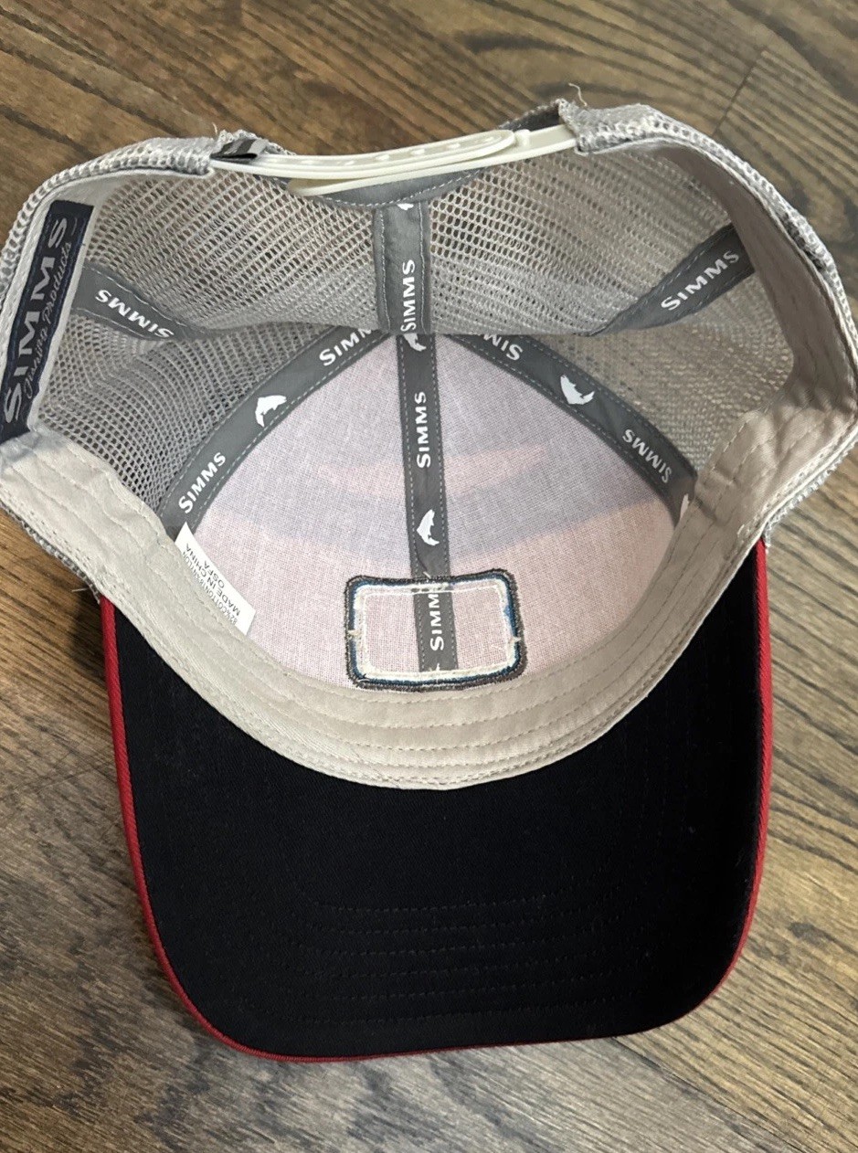 Simms Fishing Trout Trucker Cap Red -Black Underbrim - RARE Holiday Classic!