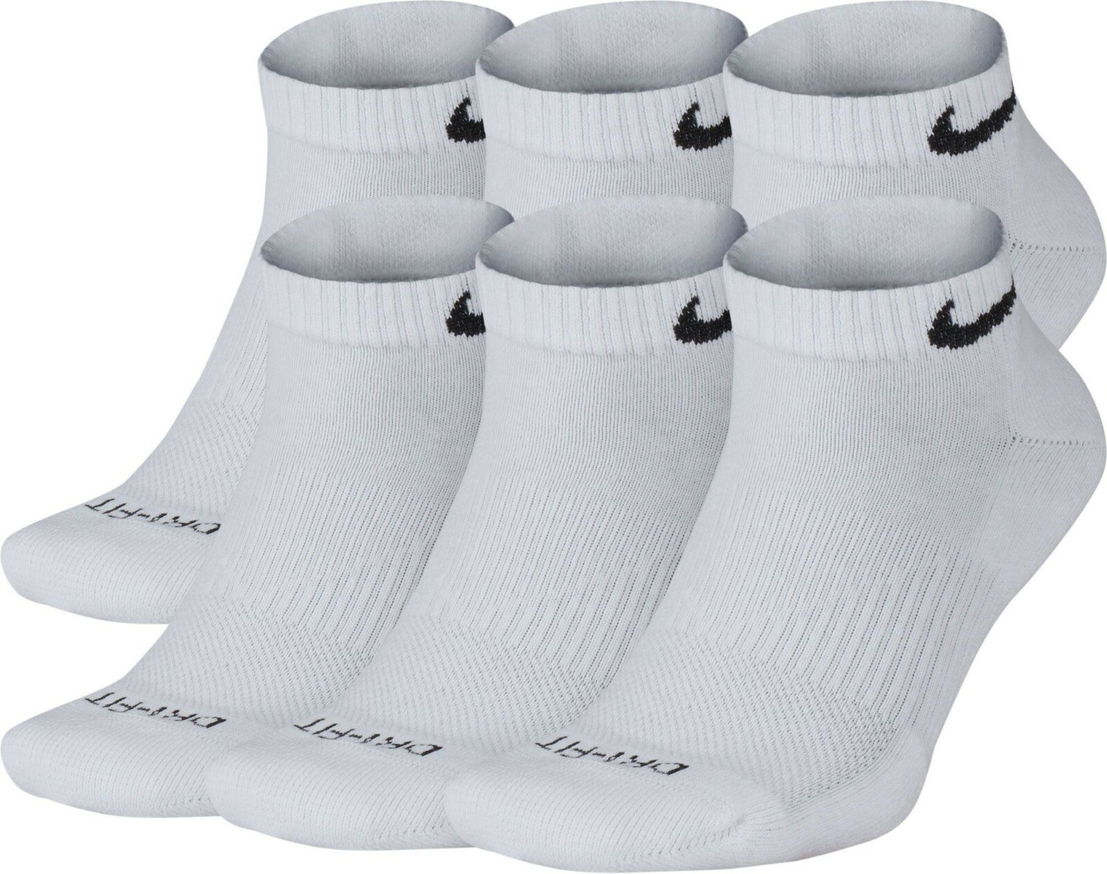 NWT NIKE MEN'S DRI FIT LOWCUT EVERYDAY PLUS SOCKS XL 12-15  WHITE 6PK
