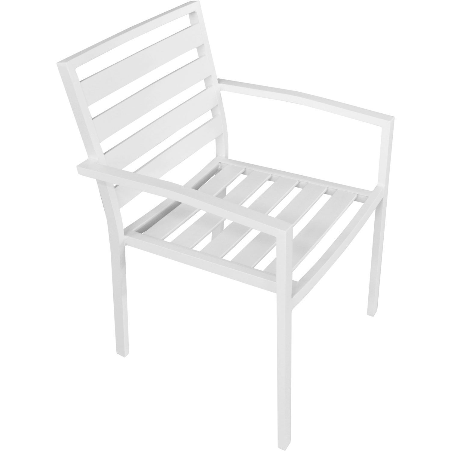 Global Industrial Aluminum Slatted Dining Armchair White 4 Pack