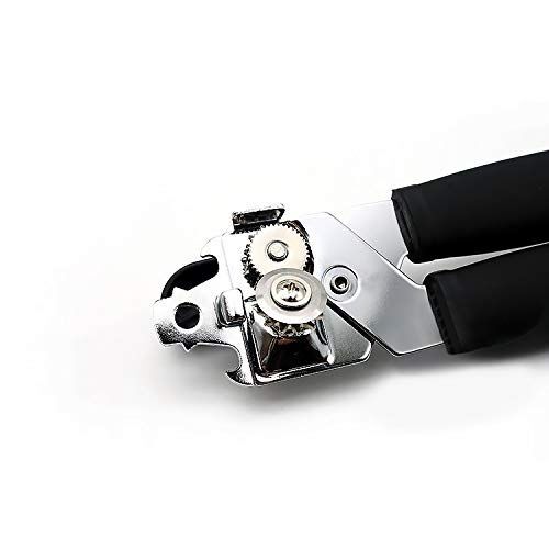 Ergonomic Stainless Steel Can Opener with Non-Slip Handle - Black Kitchen Tool