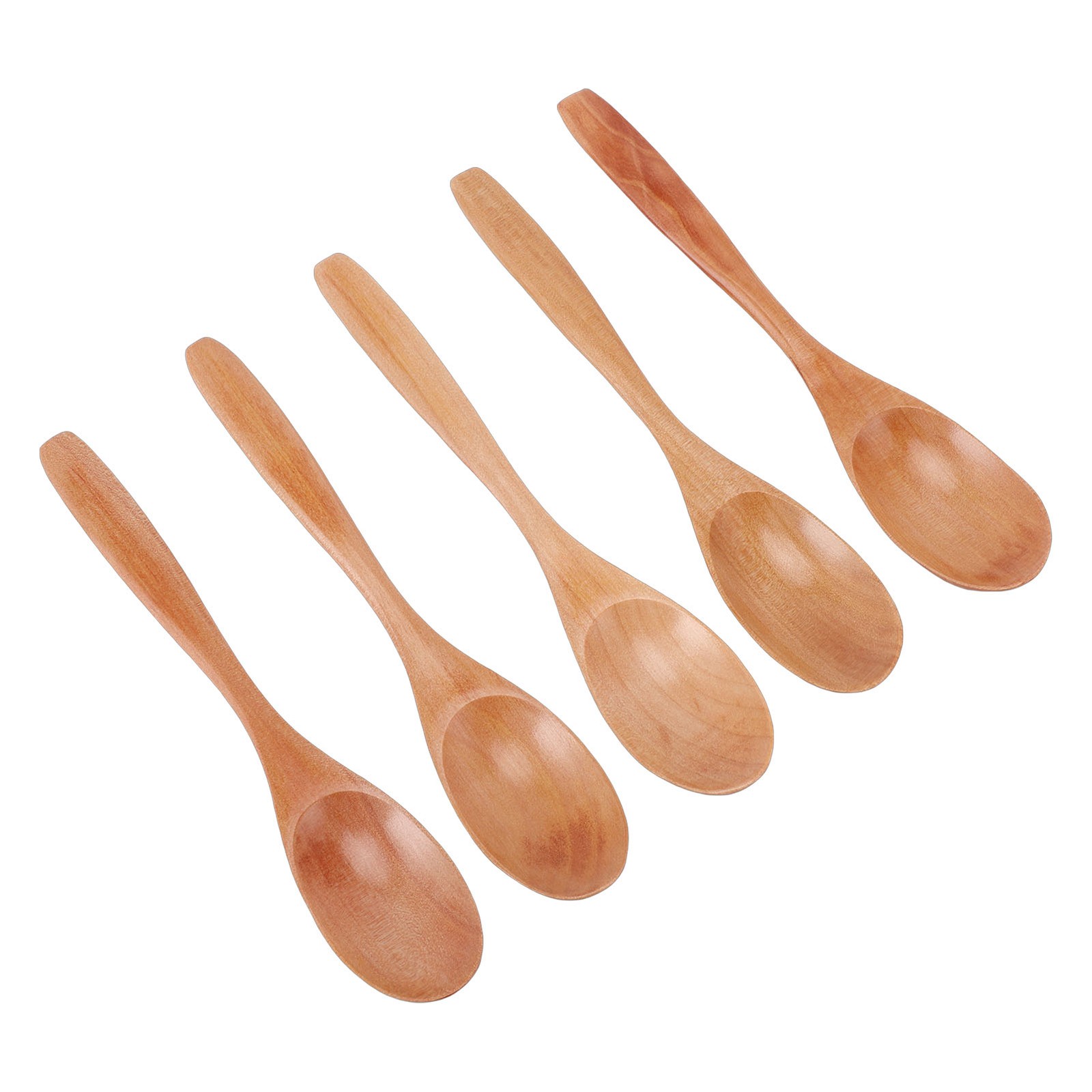 5 Wooden Honey Spoons Durable Serving Set For Kitchen Use
