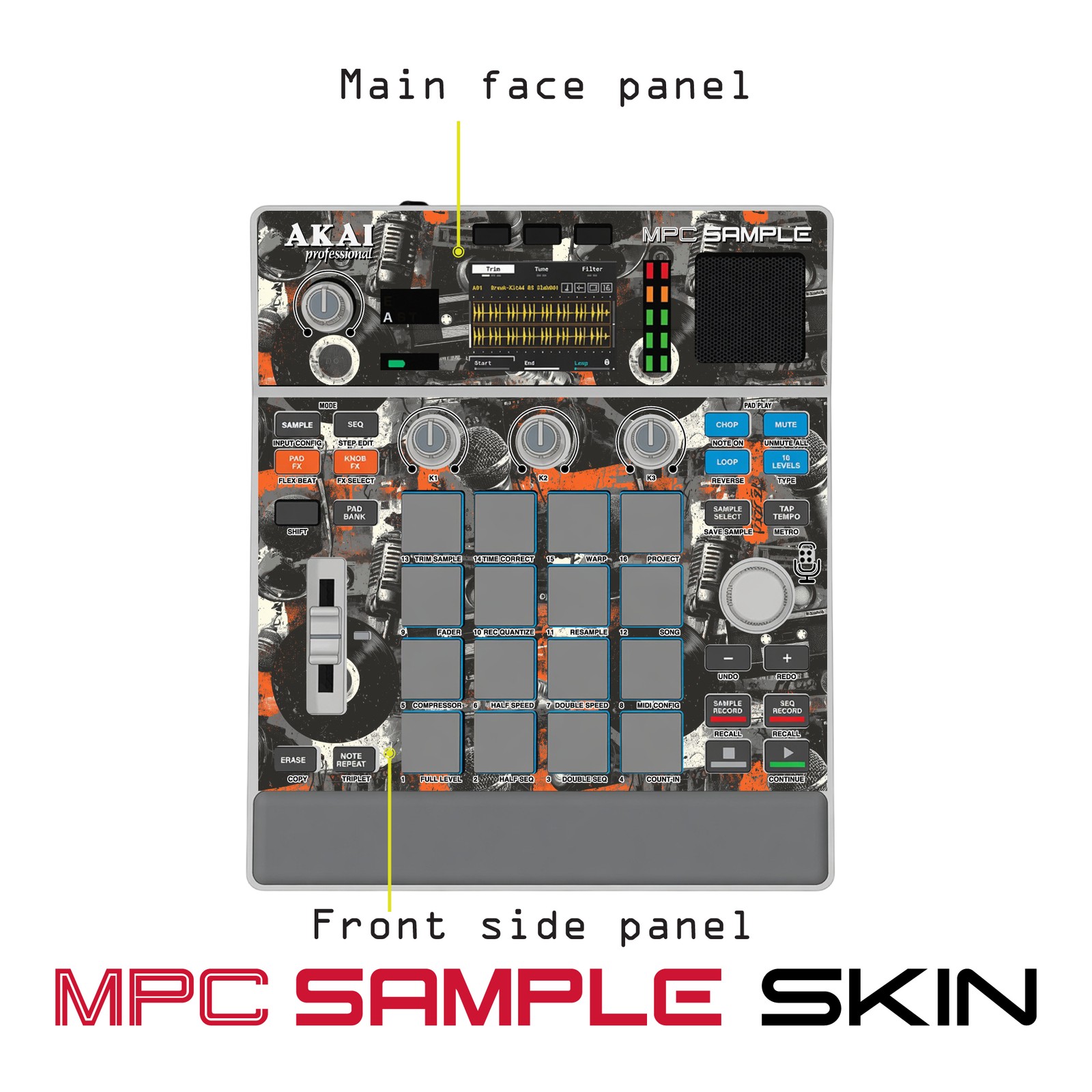 Akai MPC Sample Skin / Mic Static Orange