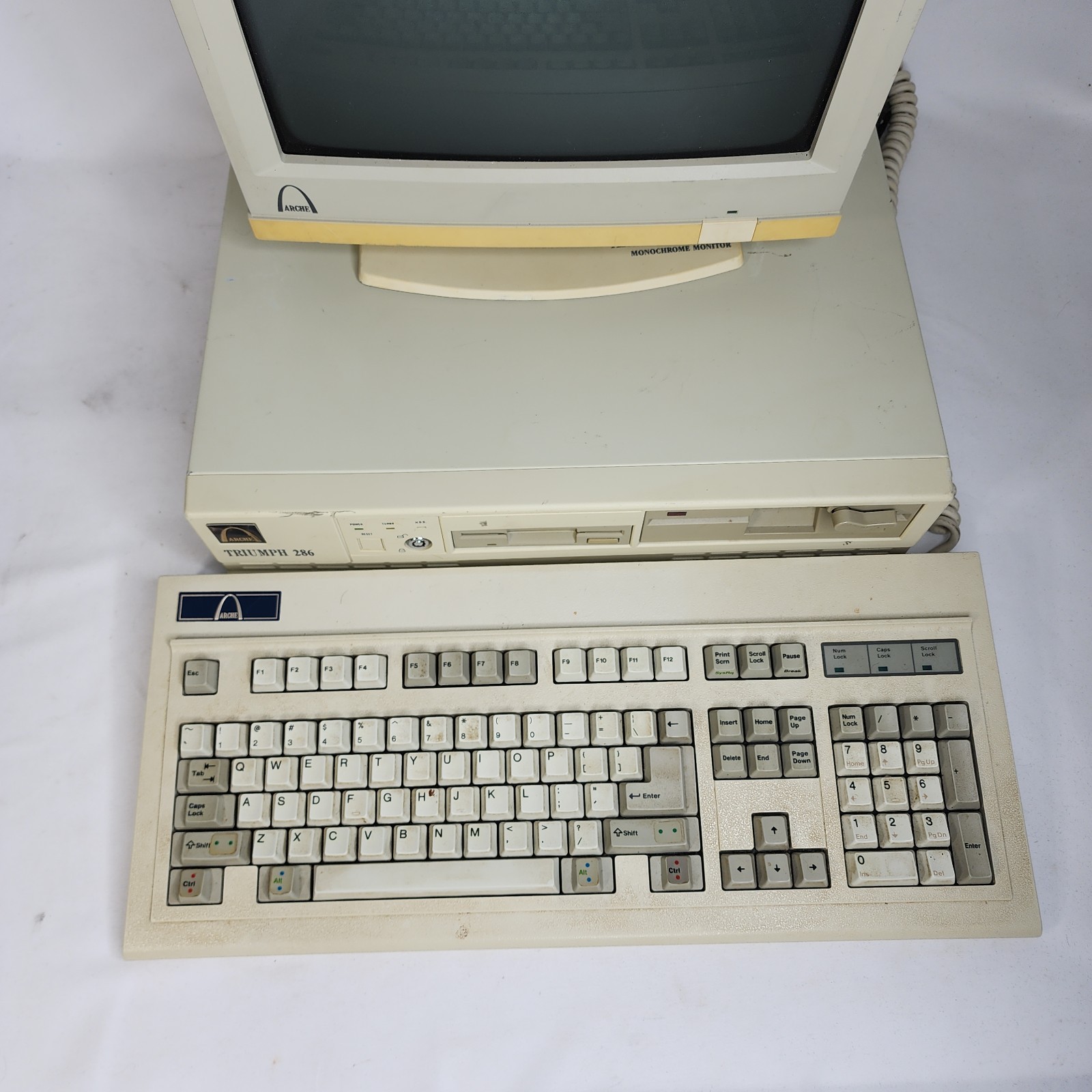 Arche Triumph 286 PC System & Space Invader Keyboard Matching Set Rare Vintage