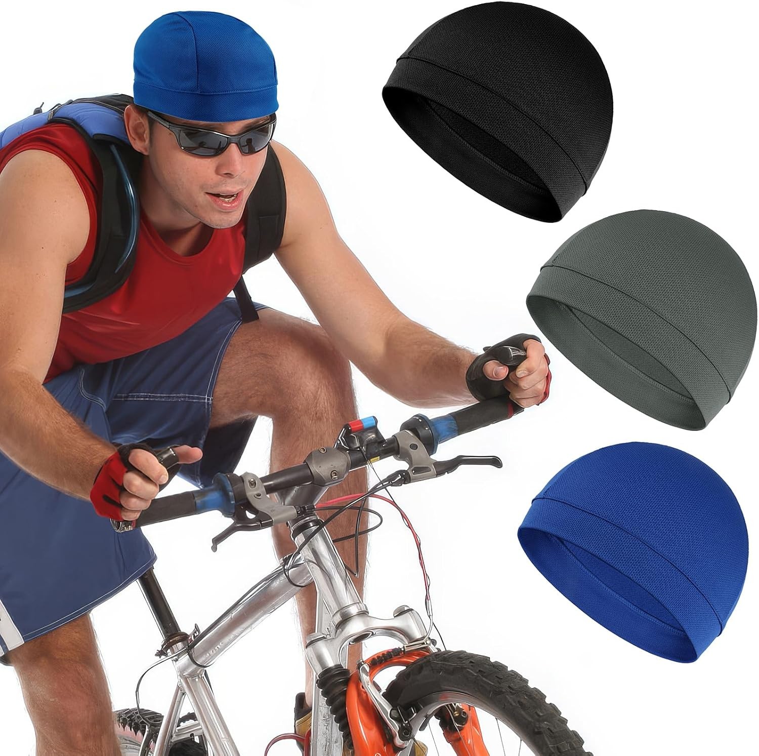 3Pcs Skull Caps, Lightweight Helmet Liner Beanie for Cycling, Running, Sports