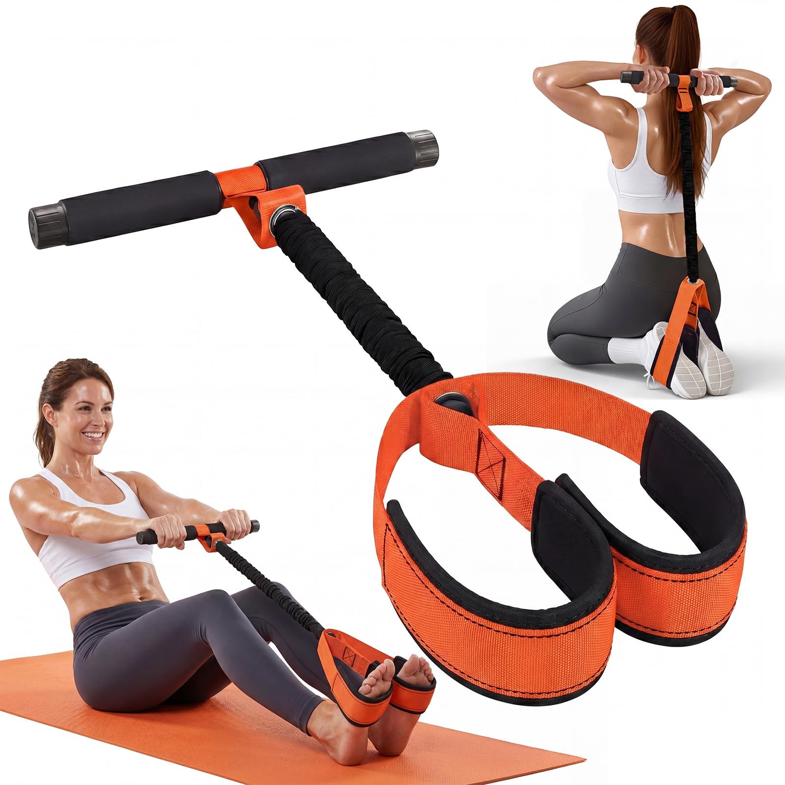 Upgraded Durable Pedal Resistance Band with Handle, Thickened Latex Orange