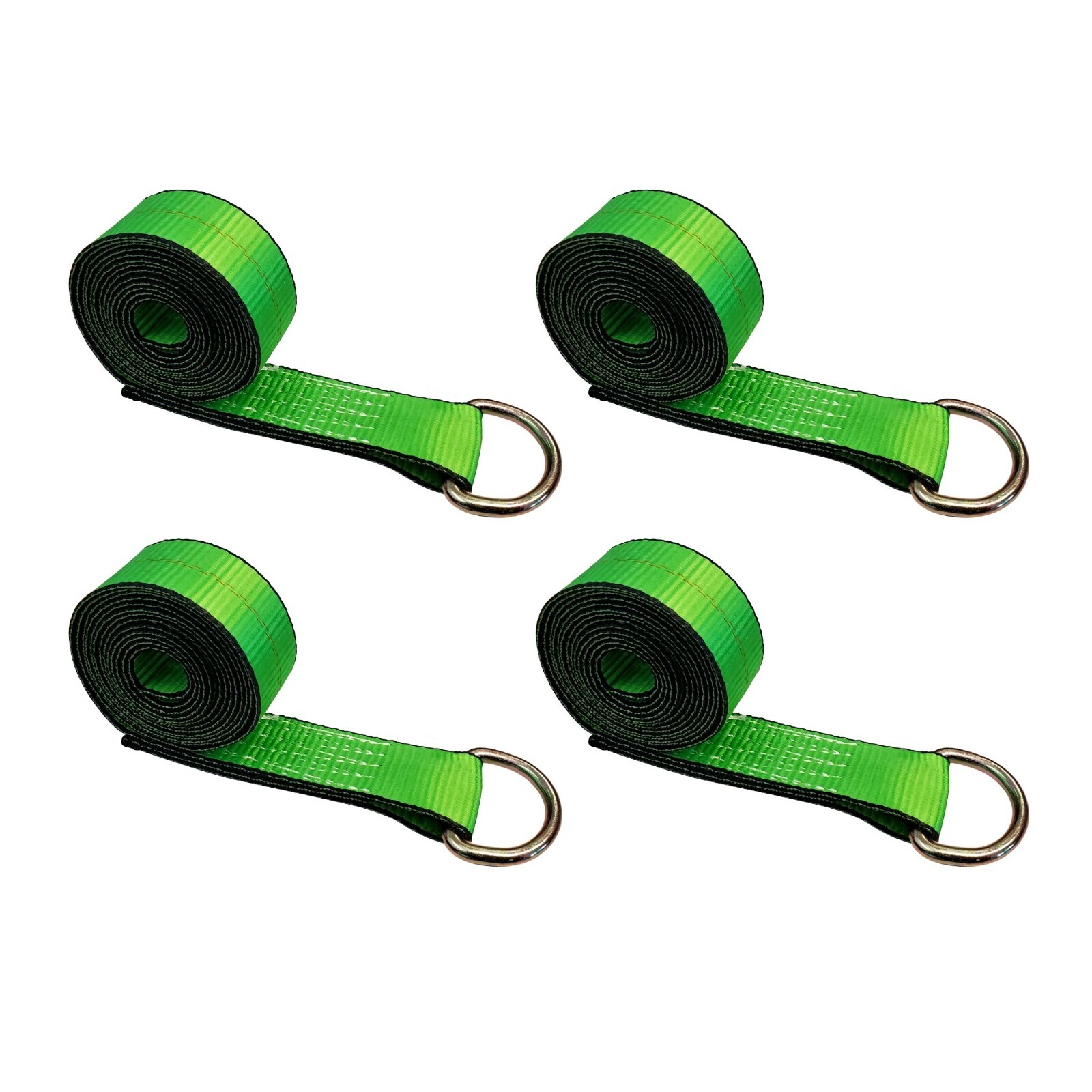 4 Pack 2" x 10' Lasso Strap w/ D Ring Auto Tie Down for Tow Truck Wheel Lift