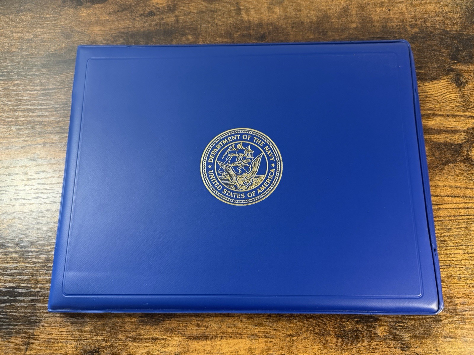 US Navy Certificate Folder Presentation Holder Vintage Blue Seal
