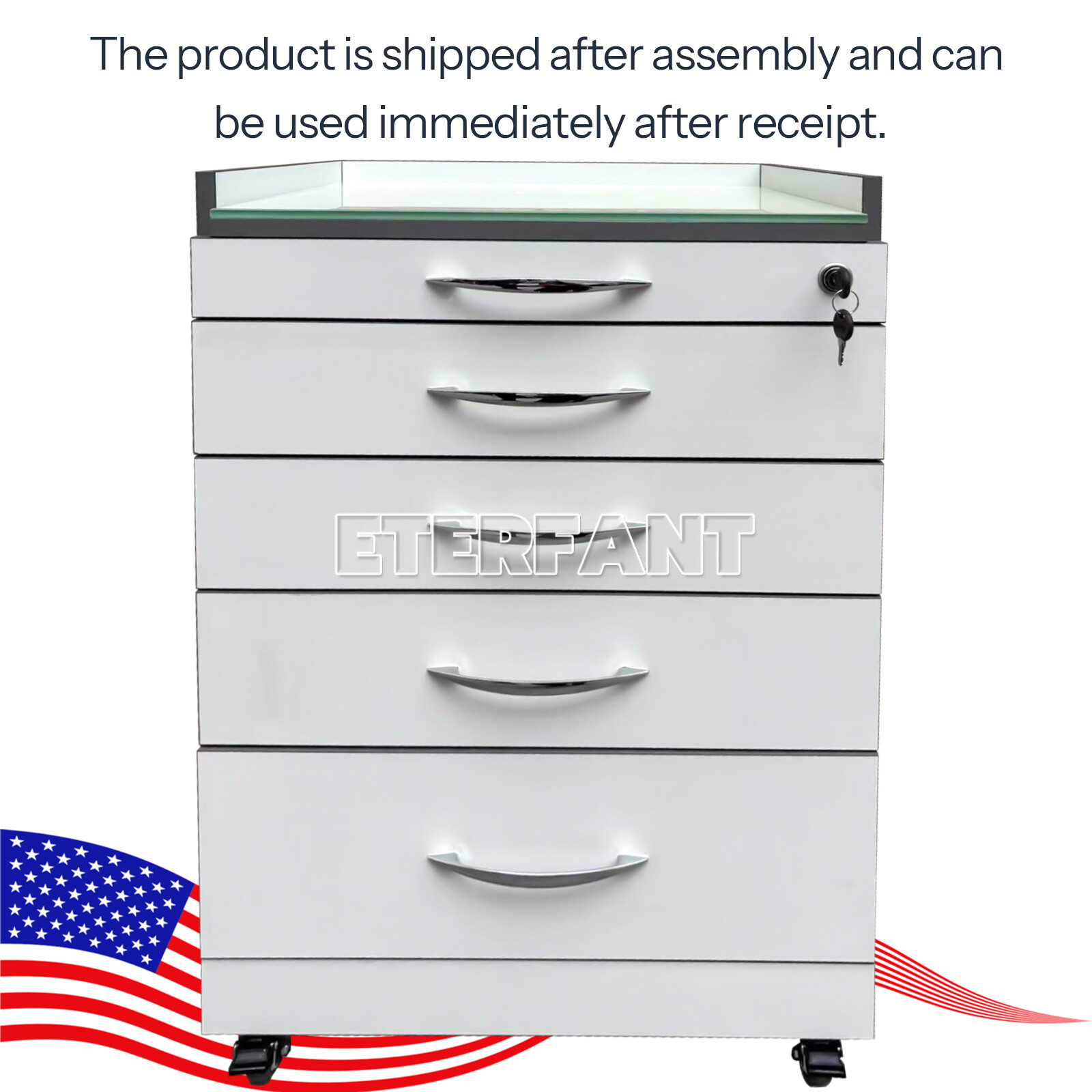 Dental Cabinet Rolling Medical Trolley Mobile Wooden Cart With socket 4 Drawers