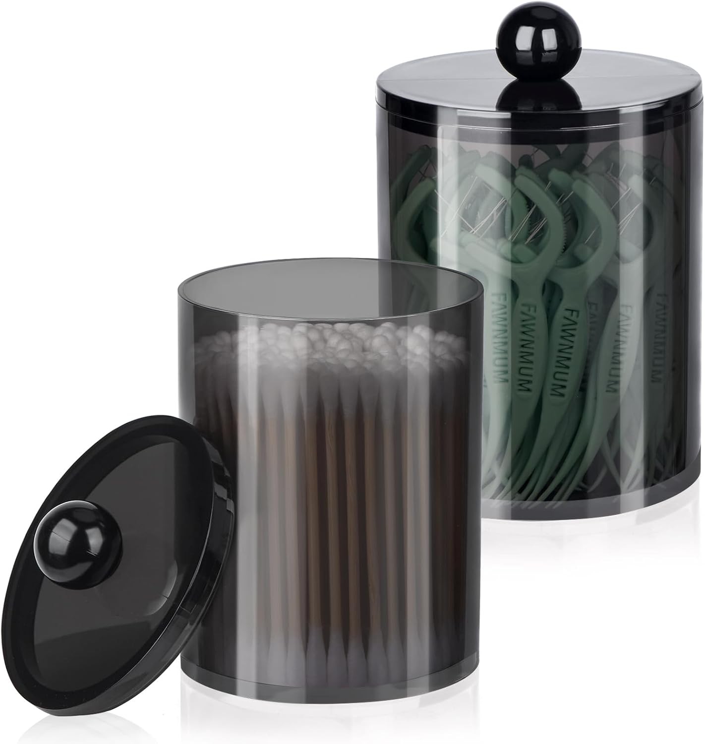 2 Pack Qtip Holder,Canister Apothecary Jar Set Bathroom Jars W/ Lids Set