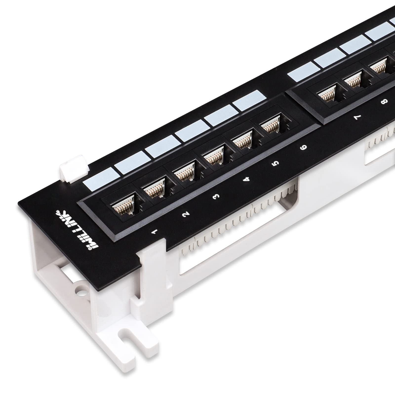 12~Port Mini Vertical Cat6 Patch Panel 10Gbps Network with Wall Mount Bracket