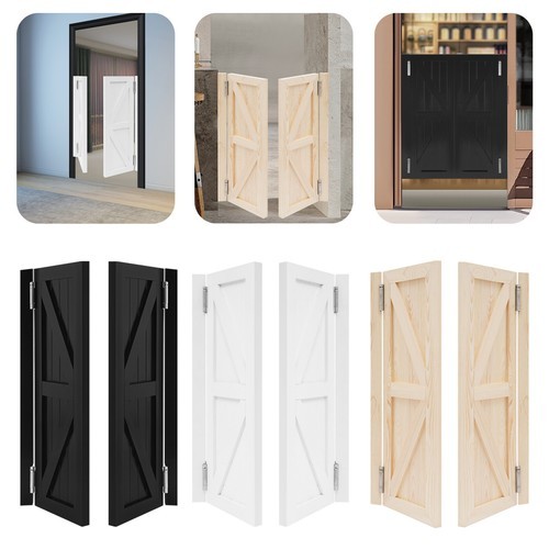 Wood/Black/White Dual Partition Door Modern Partition Door Porch Entrance Door