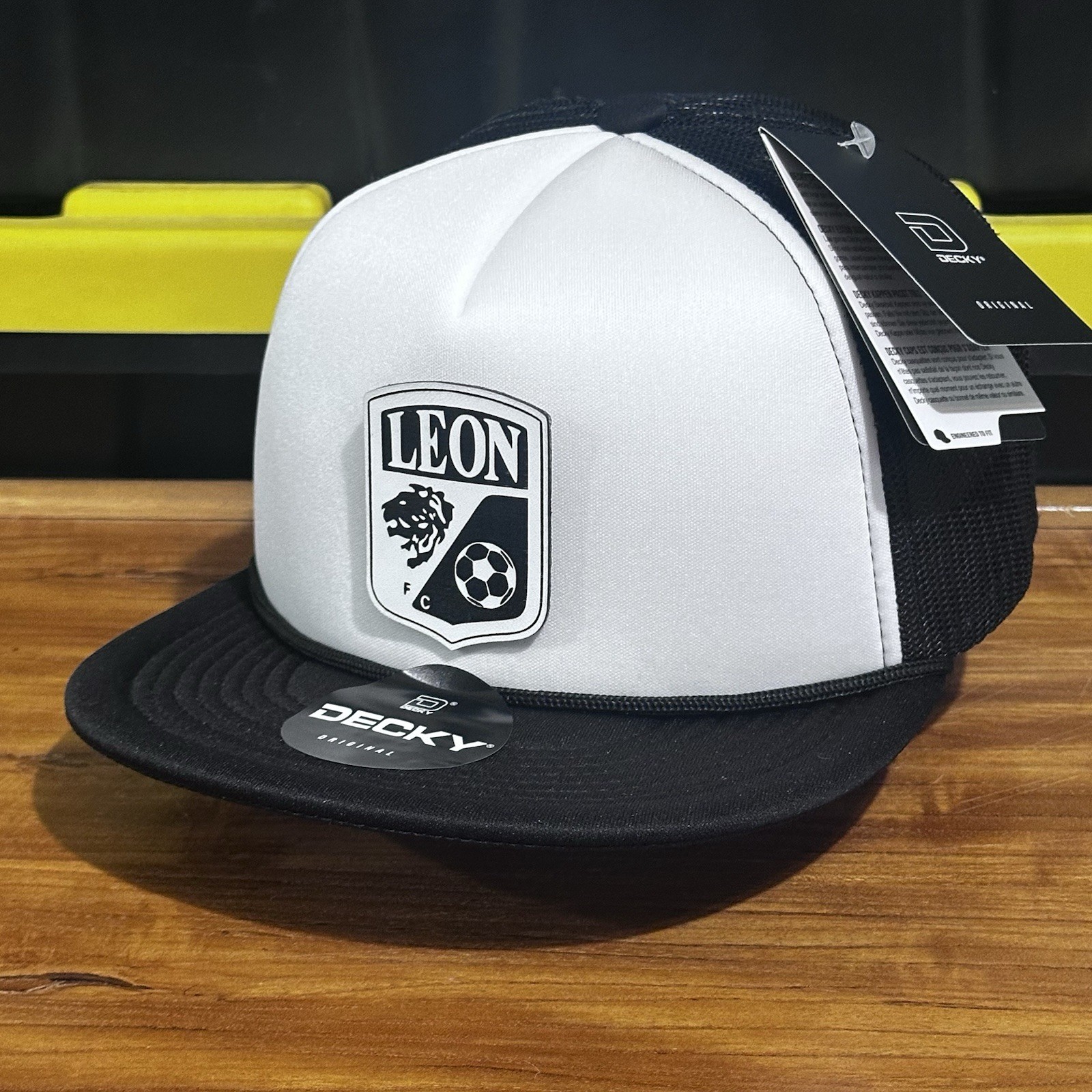 Club Leon FC Team Logo Futbol Soccer Trucker Hat Foam Black & White Color Hat