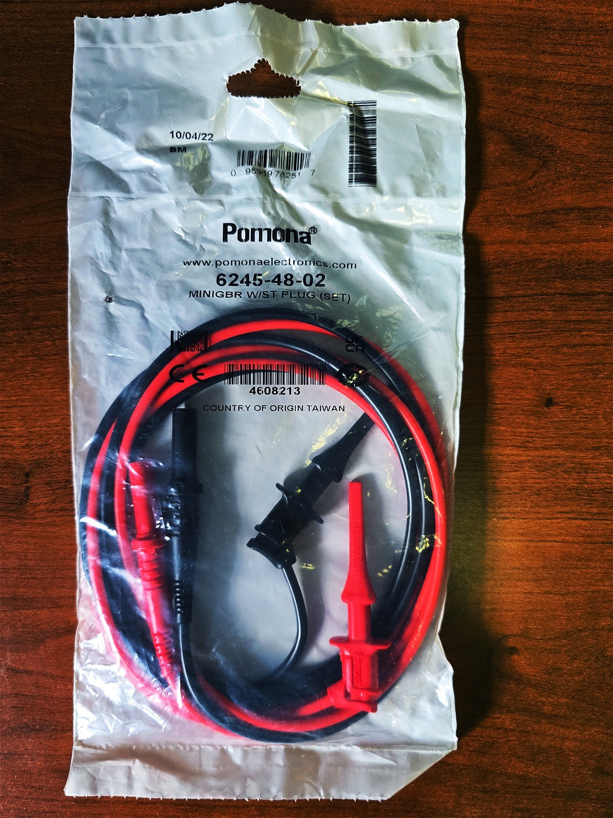 Pomona 6245-48-02 Minigrabber Test Clip to Straight Banana Plug DMM Lead Set 48