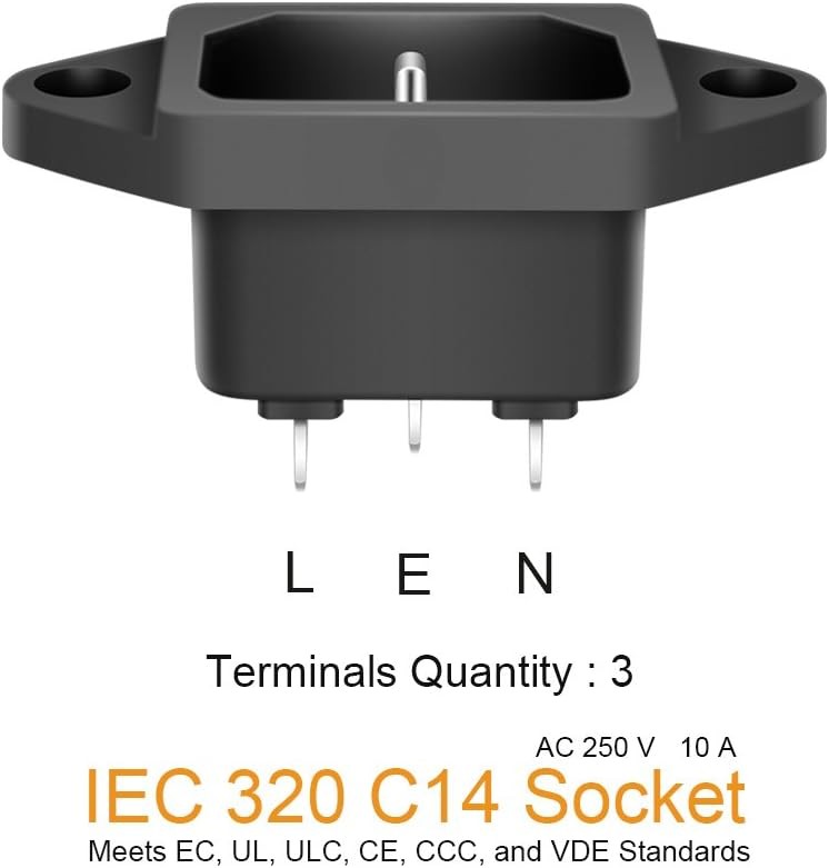 10 Pack AC 250V 10A IEC 320 C14 Panel Mount Plug Adapter Power Connector Socketd