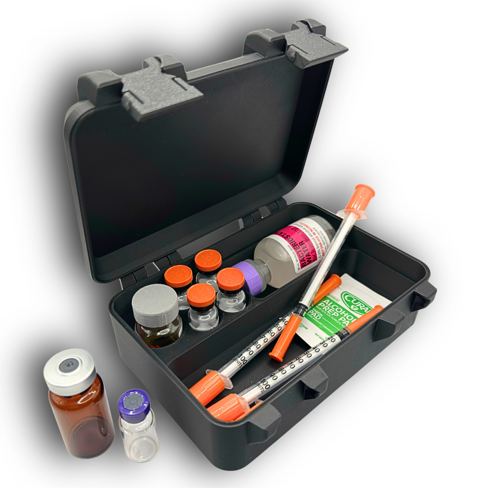Compact Vial Syringe Organizer Case for 10ml and 3ml Vials Travel Storage
