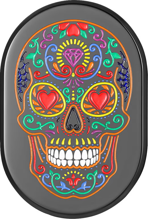 Figurati Designs Antenna Cover - Black with Sugar Skull Motorcycle Street Bike